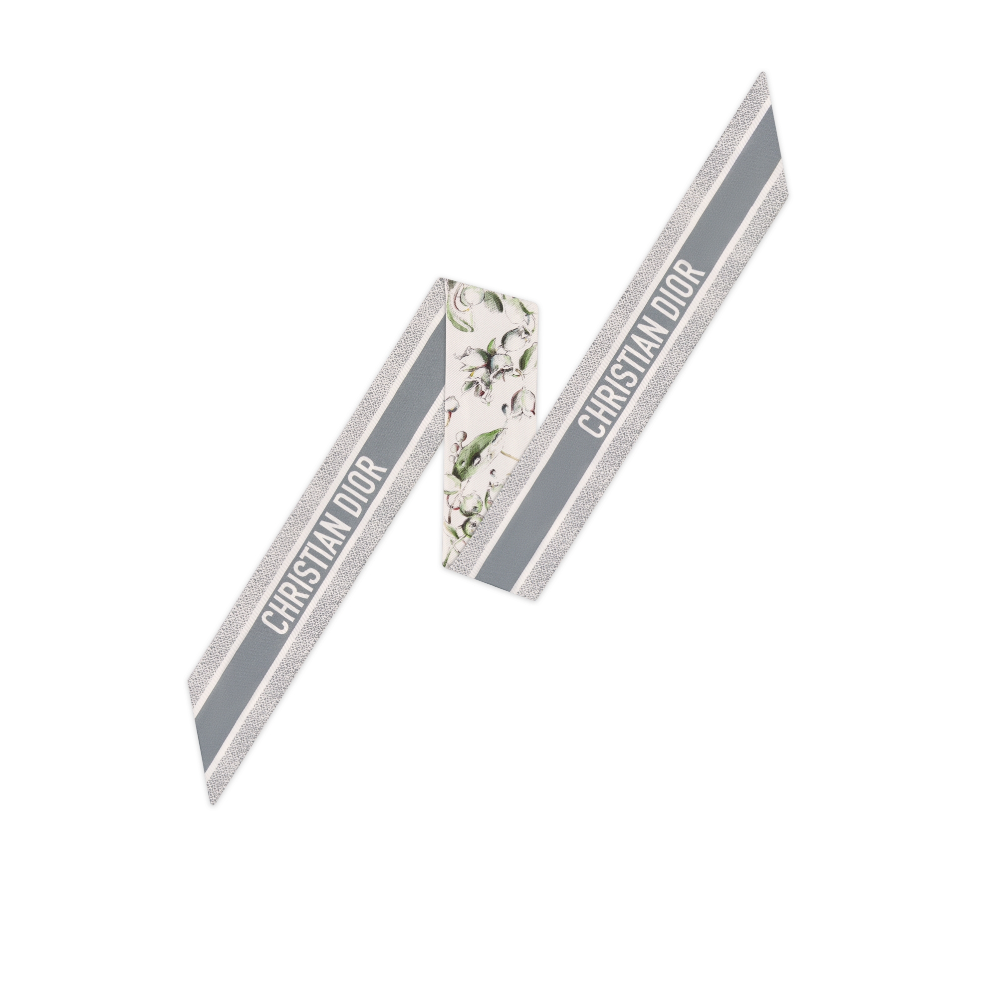 ABCDior Mitzah 丝巾 象牙色桑蚕丝斜纹面料多色 M Muguet - Merveille 图案印花 E08