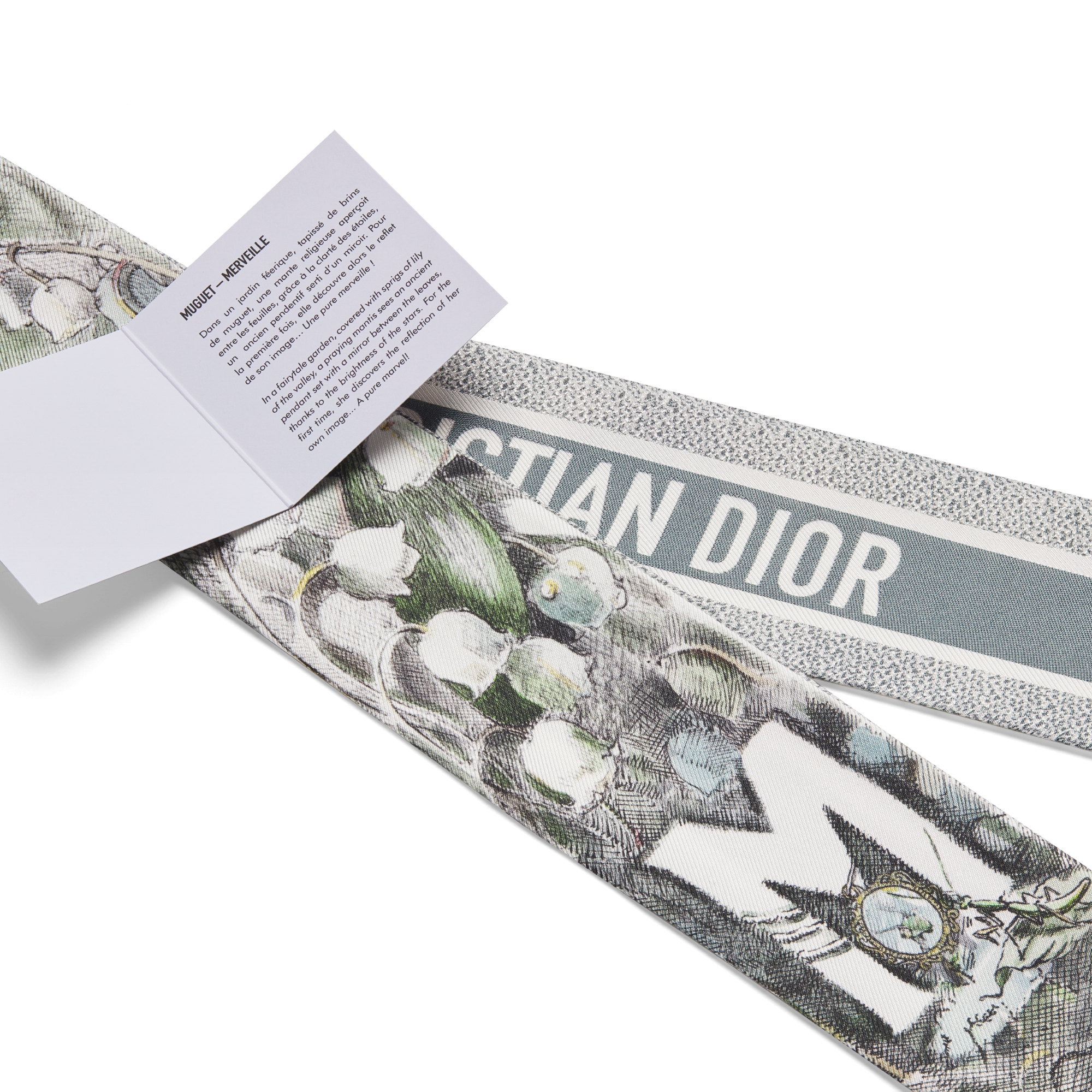 ABCDior Mitzah 丝巾 象牙色桑蚕丝斜纹面料多色 M Muguet - Merveille 图案印花 E09