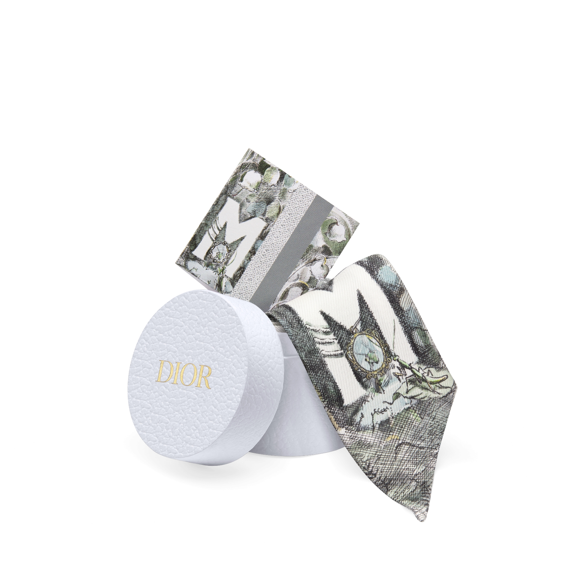 ABCDior Mitzah 丝巾 象牙色桑蚕丝斜纹面料多色 M Muguet - Merveille 图案印花 E10