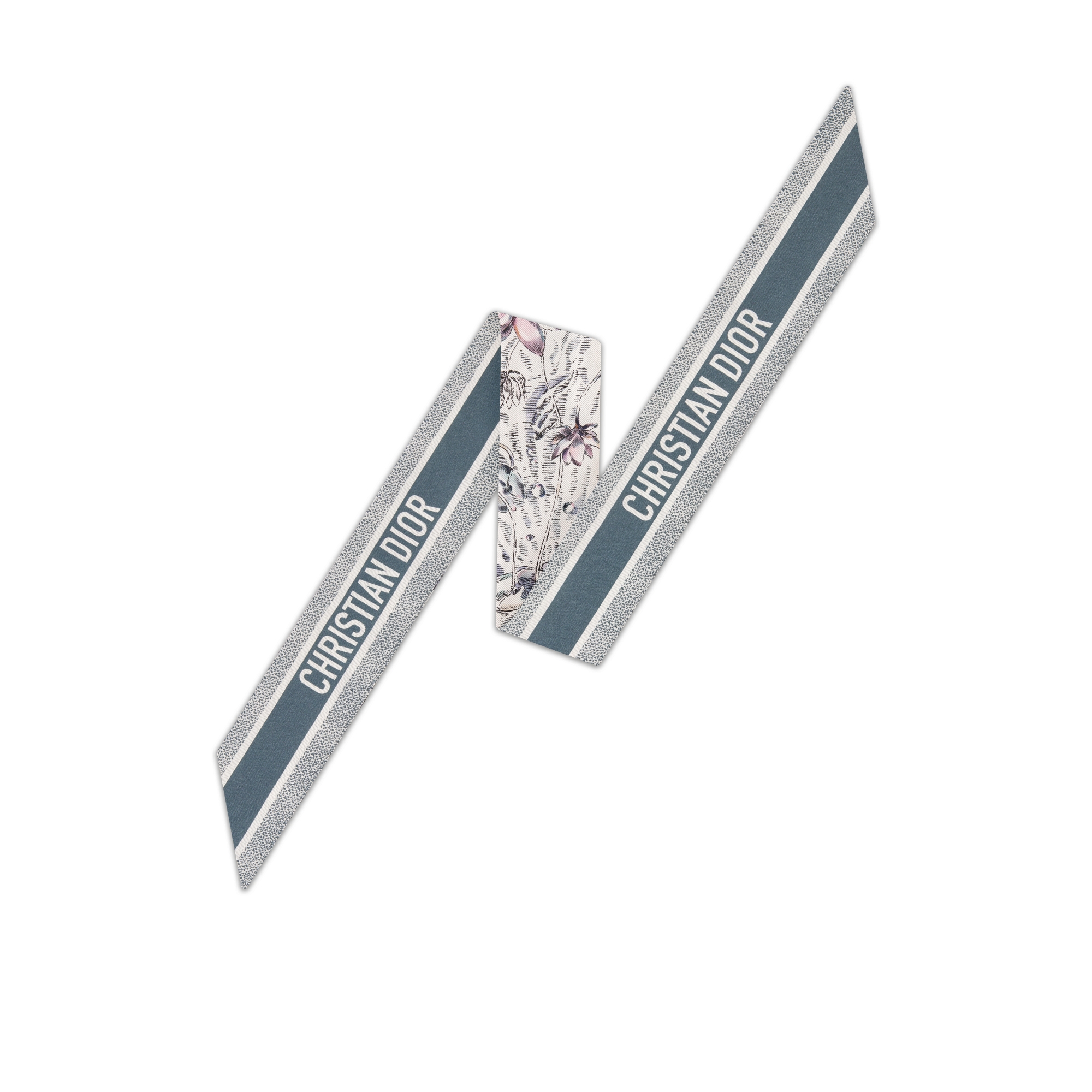 ABCDior Mitzah 丝巾 象牙色桑蚕丝斜纹面料多色 N Nénuphar - Nymphe 图案印花 E08