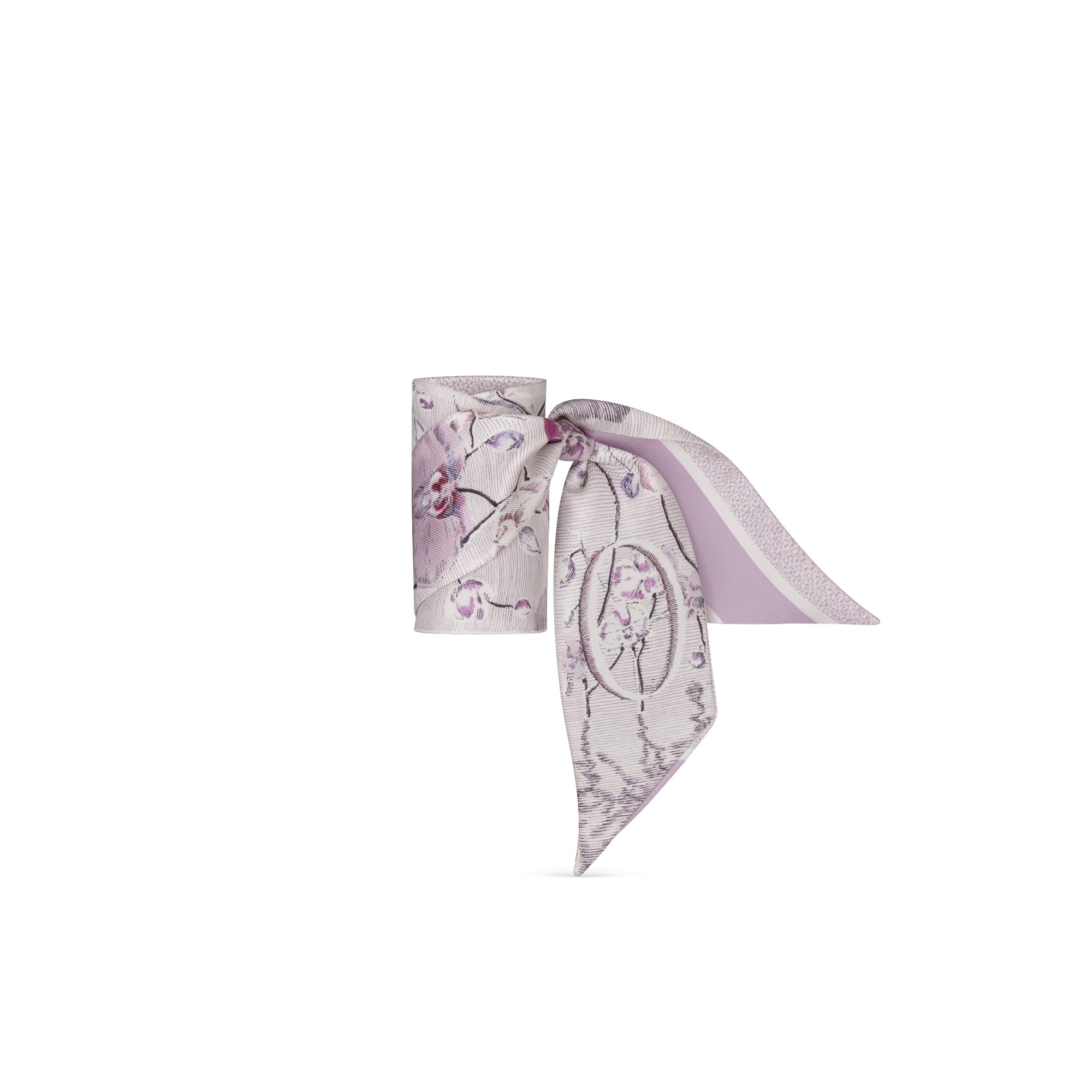 ABCDior Mitzah 丝巾 象牙色桑蚕丝斜纹面料多色 O Orchidée - Ombre 图案印花 E03