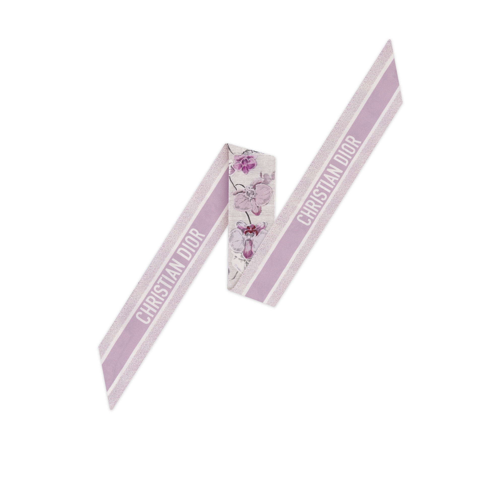 ABCDior Mitzah 丝巾 象牙色桑蚕丝斜纹面料多色 O Orchidée - Ombre 图案印花 E08