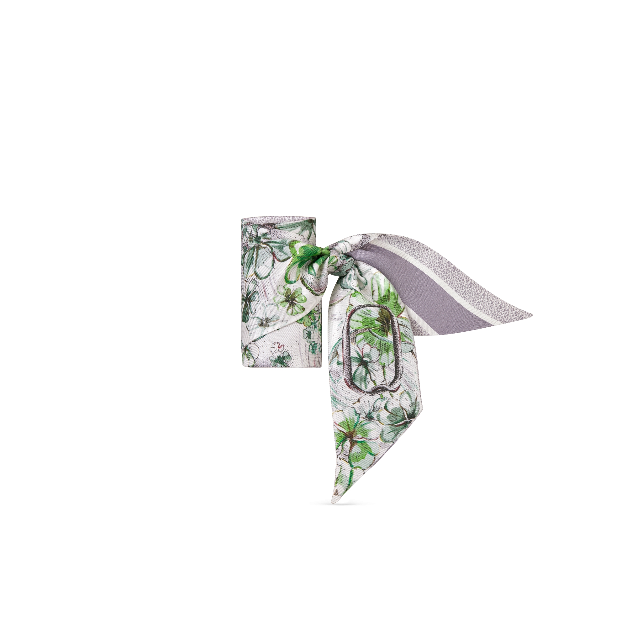 ABCDior Mitzah 丝巾 象牙色桑蚕丝斜纹面料多色 Q Quadrilobe - Quand Vient le Soir 图案印花 E03