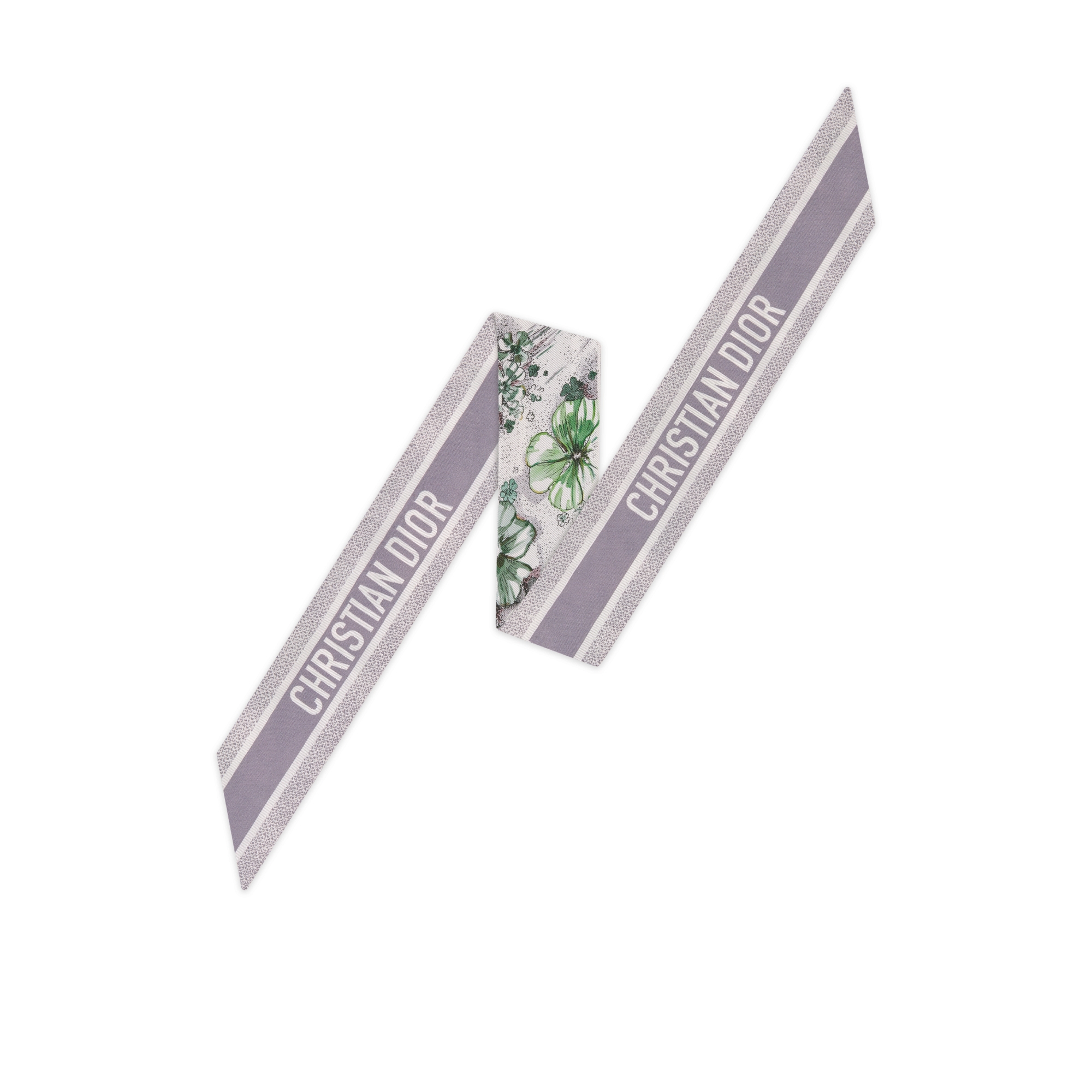 ABCDior Mitzah 丝巾 象牙色桑蚕丝斜纹面料多色 Q Quadrilobe - Quand Vient le Soir 图案印花 E08