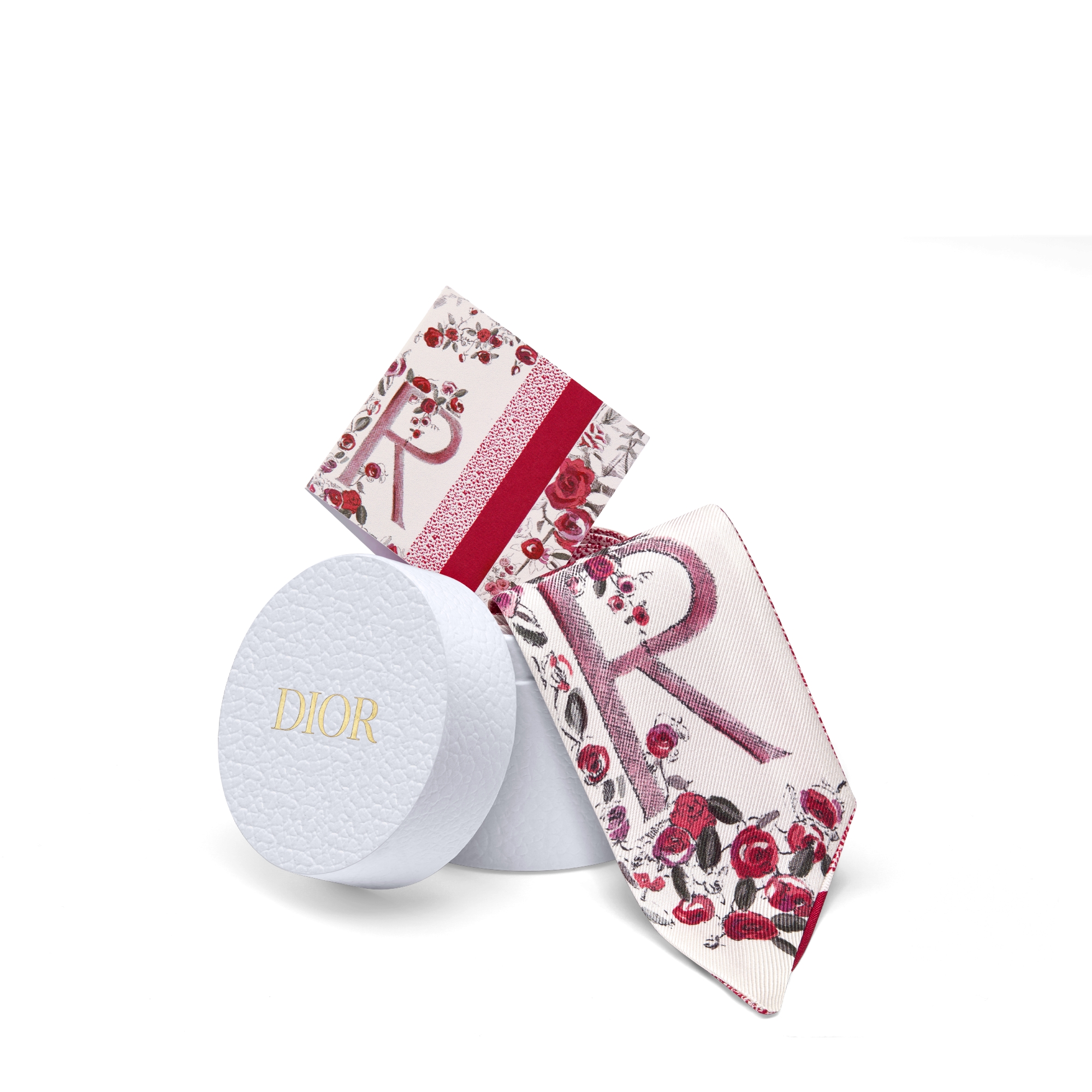 ABCDior Mitzah 丝巾 象牙色桑蚕丝斜纹面料多色 R Rose - Romantique 图案印花 E10