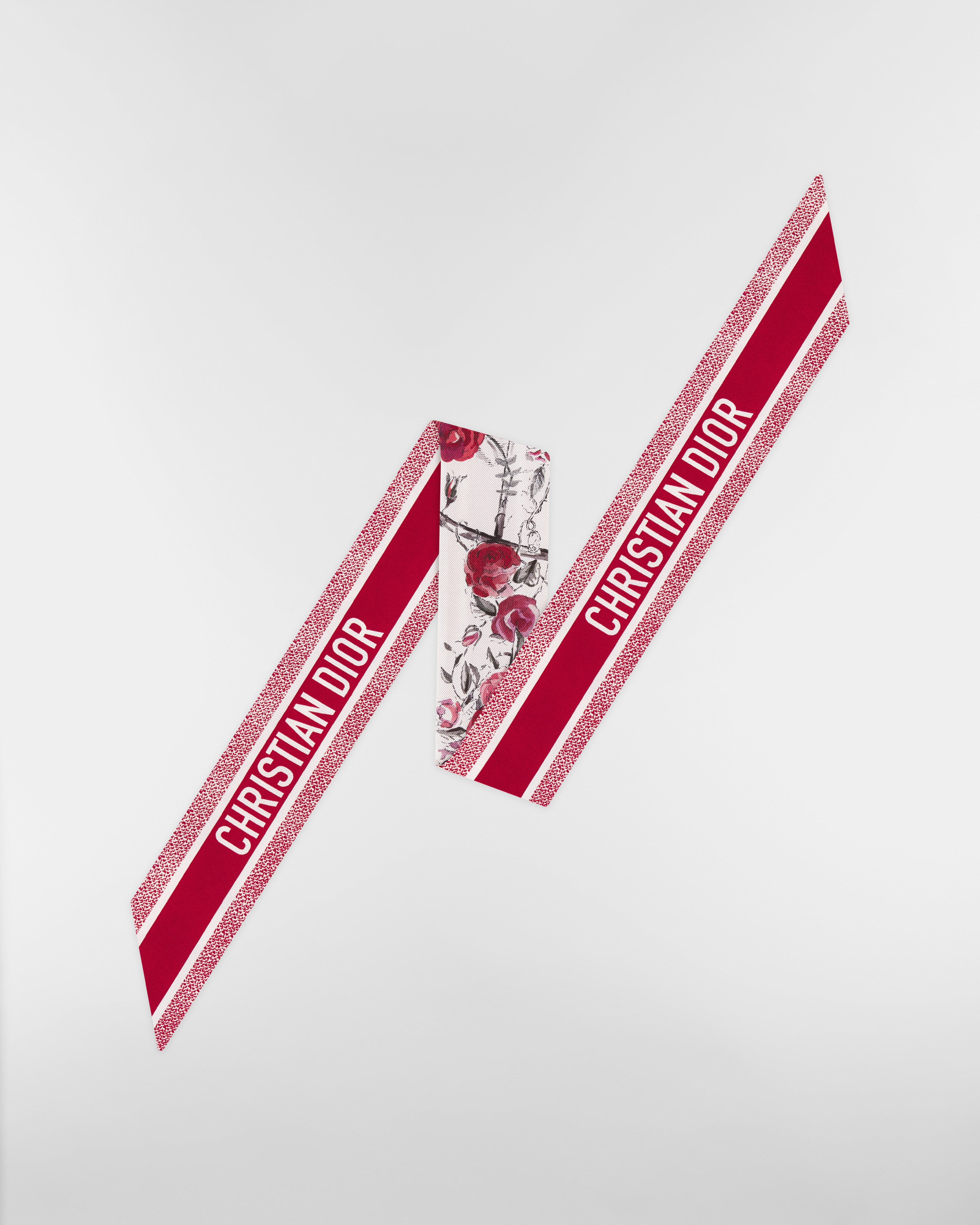 ABCDior Mitzah 丝巾 象牙色桑蚕丝斜纹面料多色 R Rose - Romantique 图案 E08