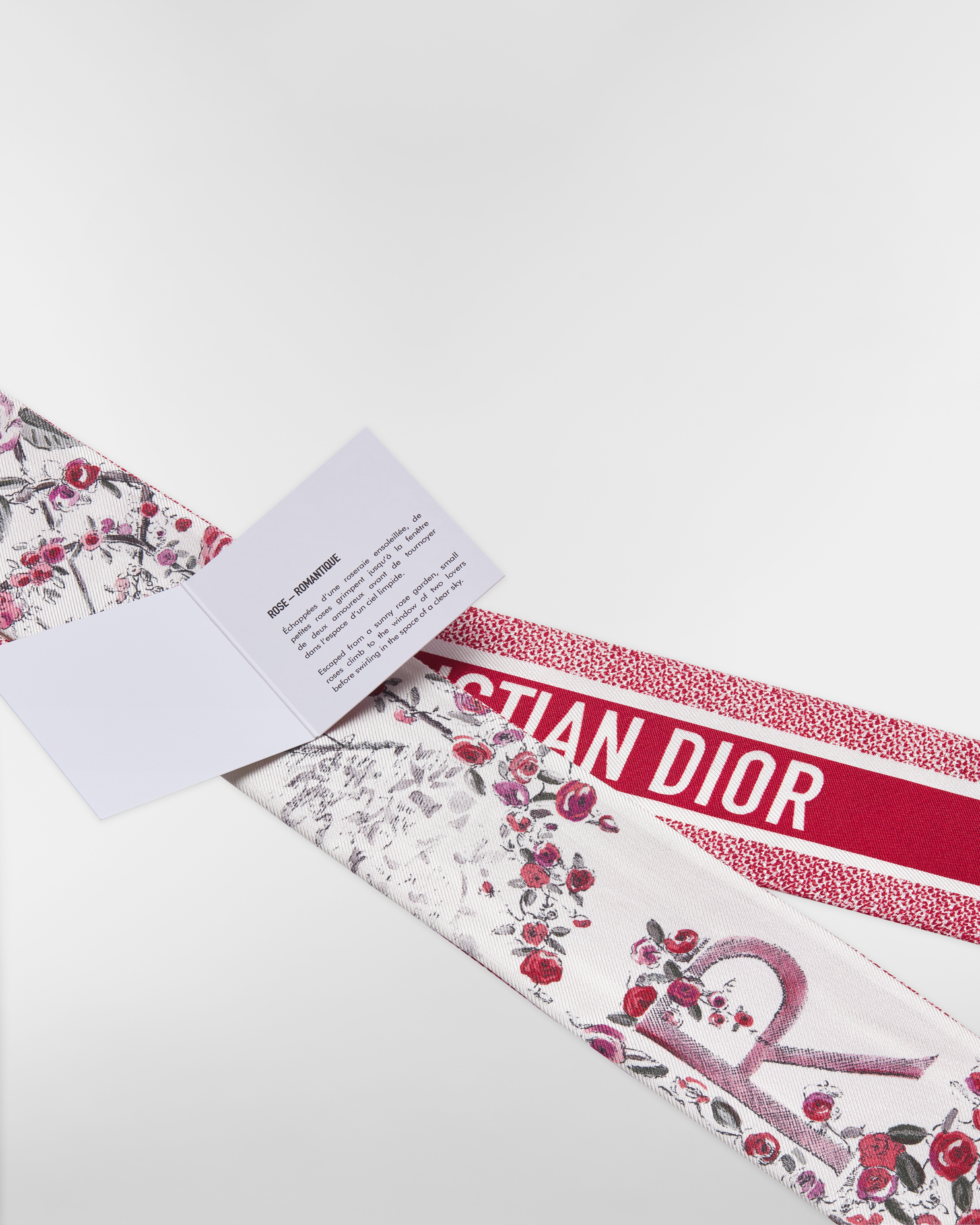 ABCDior Mitzah 丝巾 象牙色桑蚕丝斜纹面料多色 R Rose - Romantique 图案 E09