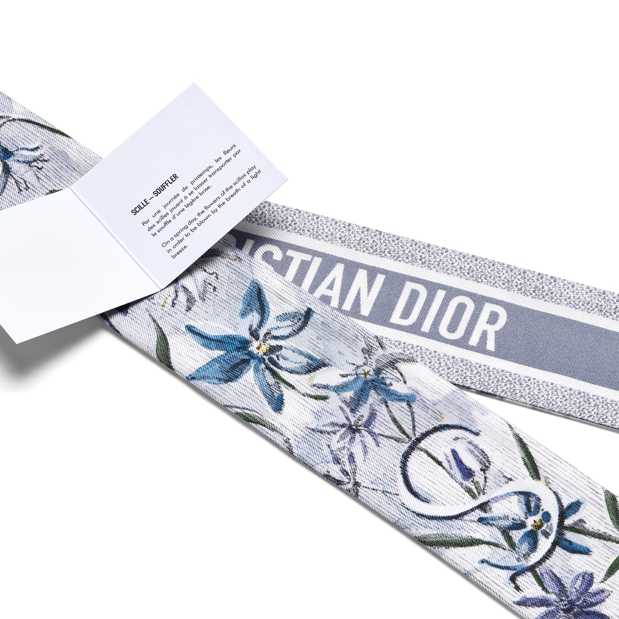 ABCDior Mitzah 丝巾 象牙色桑蚕丝斜纹面料多色 S Scille - Souffler 图案印花 E09