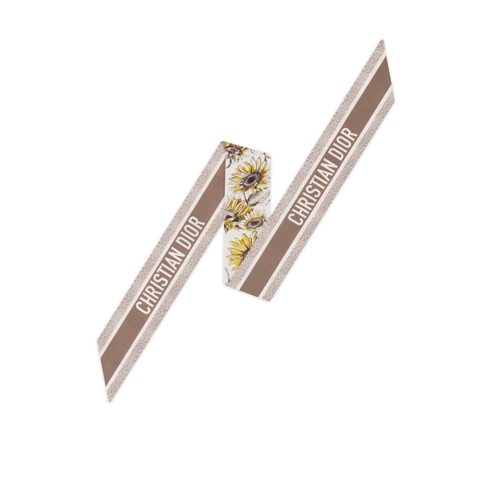 ABCDior Mitzah 丝巾 象牙色桑蚕丝斜纹面料多色 T Tournesol - Trésor 图案印花 E08