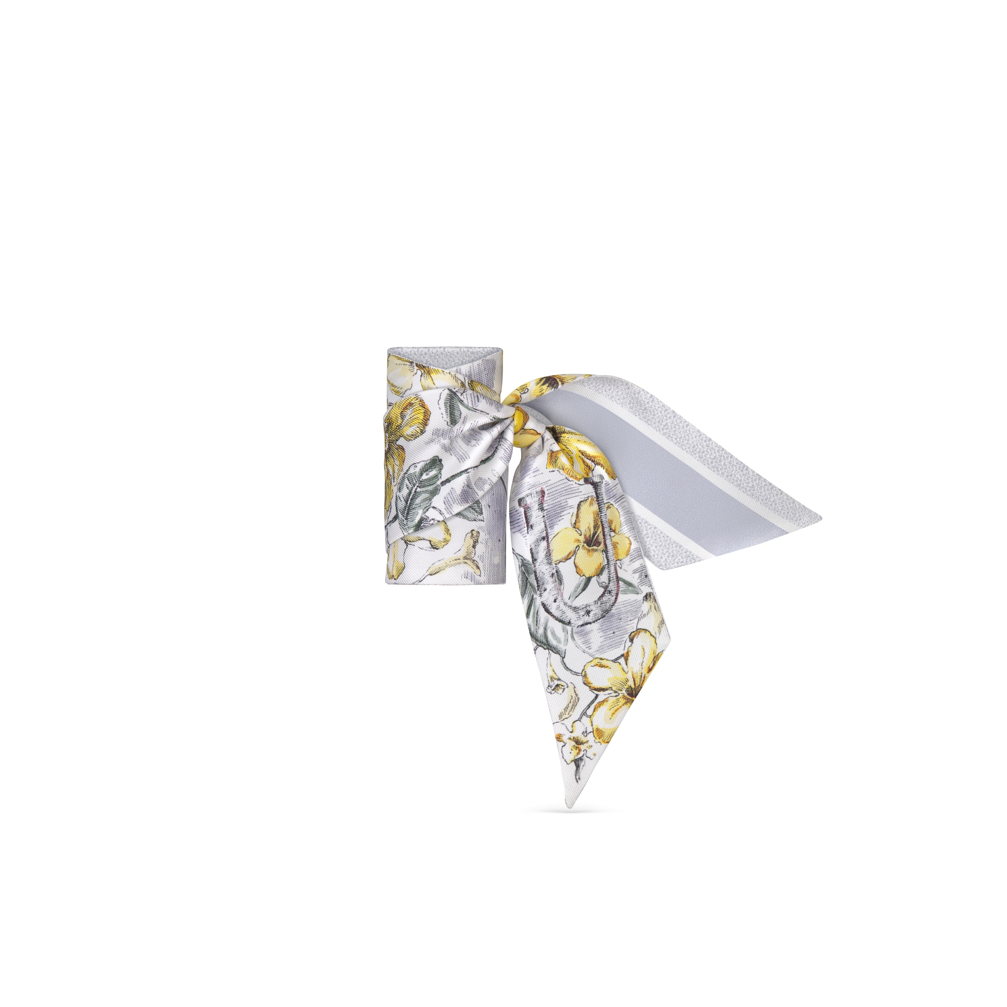 ABCDior Mitzah 丝巾 象牙色桑蚕丝斜纹面料多色 U Uncarina - Univers 图案印花 E03