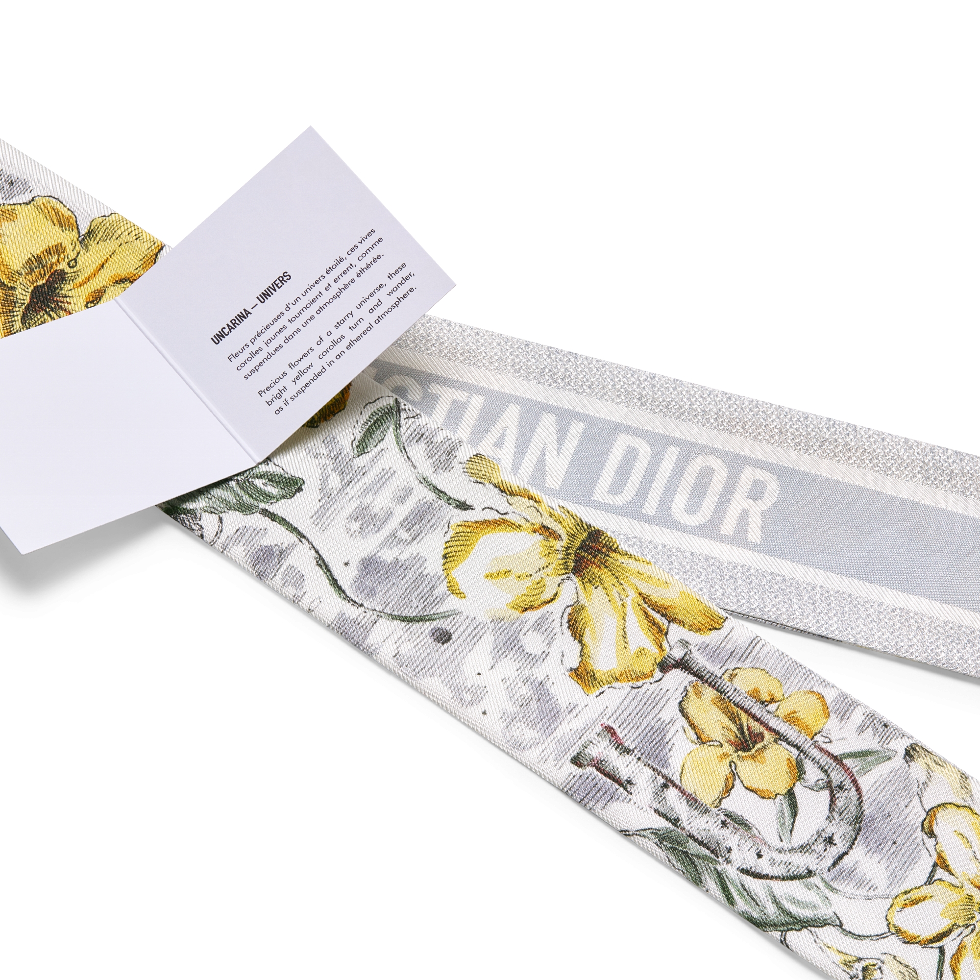 ABCDior Mitzah 丝巾 象牙色桑蚕丝斜纹面料多色 U Uncarina - Univers 图案印花 E09