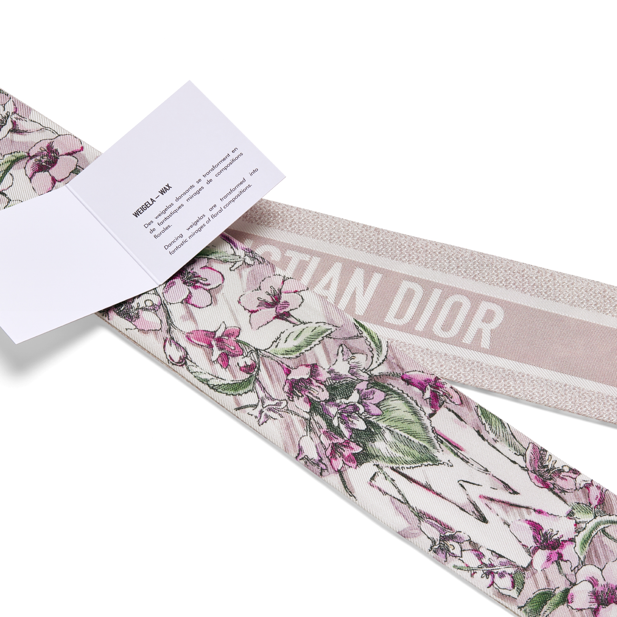 ABCDior Mitzah 丝巾 象牙色桑蚕丝斜纹面料多色 W Weigela - Wax 图案印花 E09