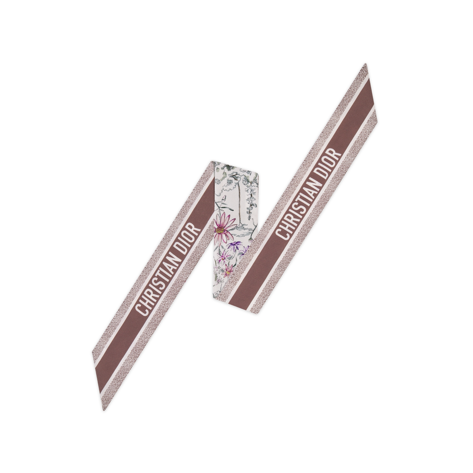 ABCDior Mitzah 丝巾 象牙色桑蚕丝斜纹面料多色 X Xylia - Xeranthemum 图案印花 E08