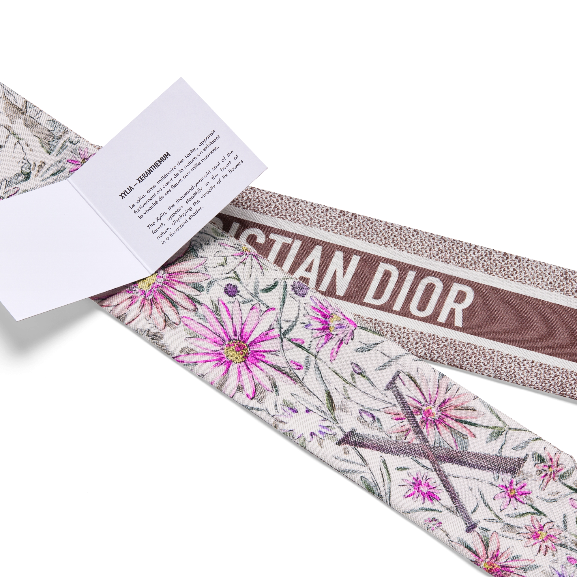 ABCDior Mitzah 丝巾 象牙色桑蚕丝斜纹面料多色 X Xylia - Xeranthemum 图案印花 E09