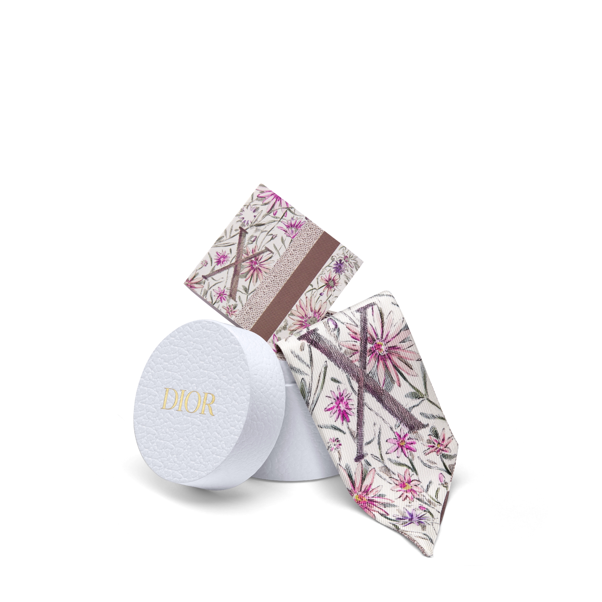 ABCDior Mitzah 丝巾 象牙色桑蚕丝斜纹面料多色 X Xylia - Xeranthemum 图案印花 E10