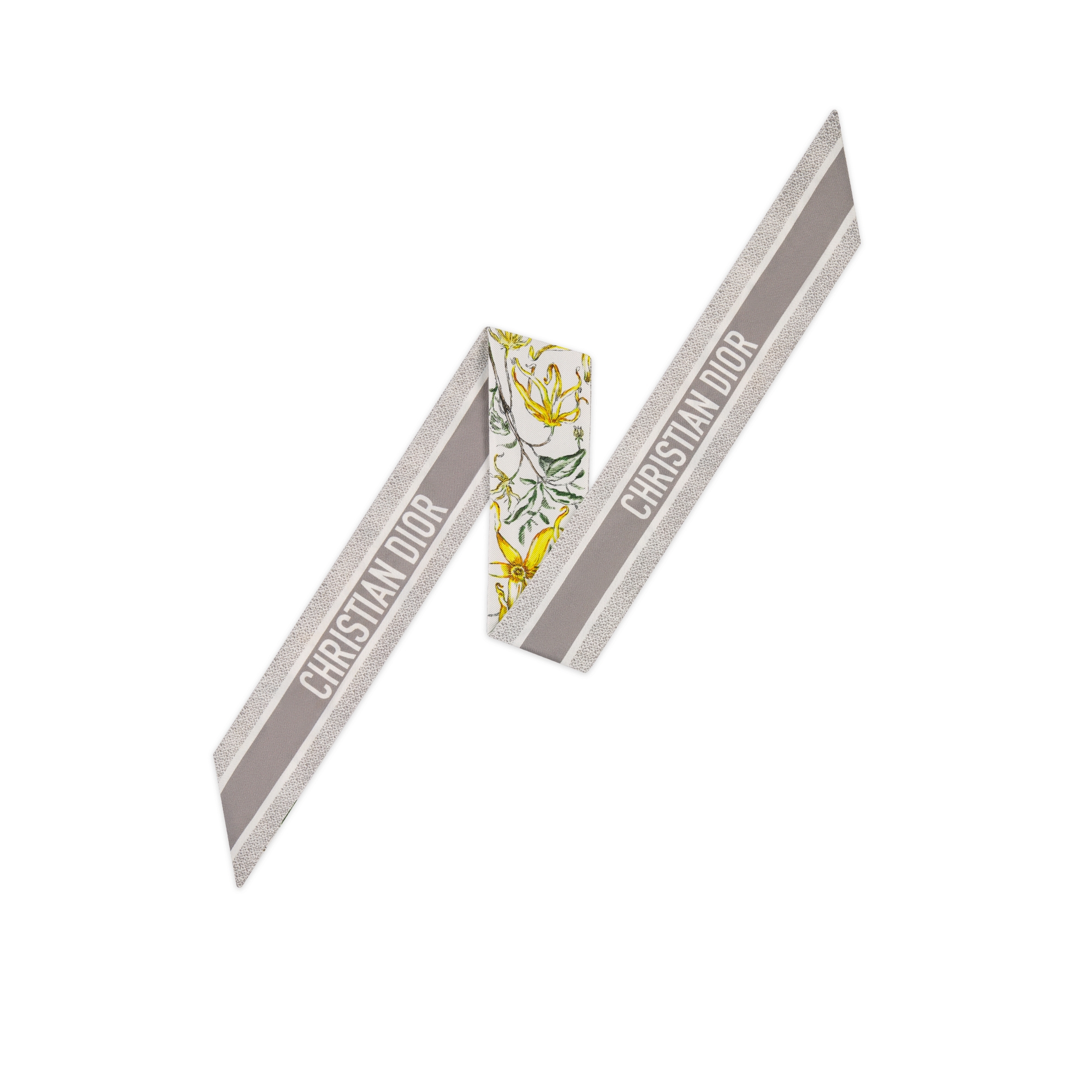 ABCDior Mitzah 丝巾 象牙色桑蚕丝斜纹面料多色 Y Ylang-Ylang - Yeux 图案印花 E08