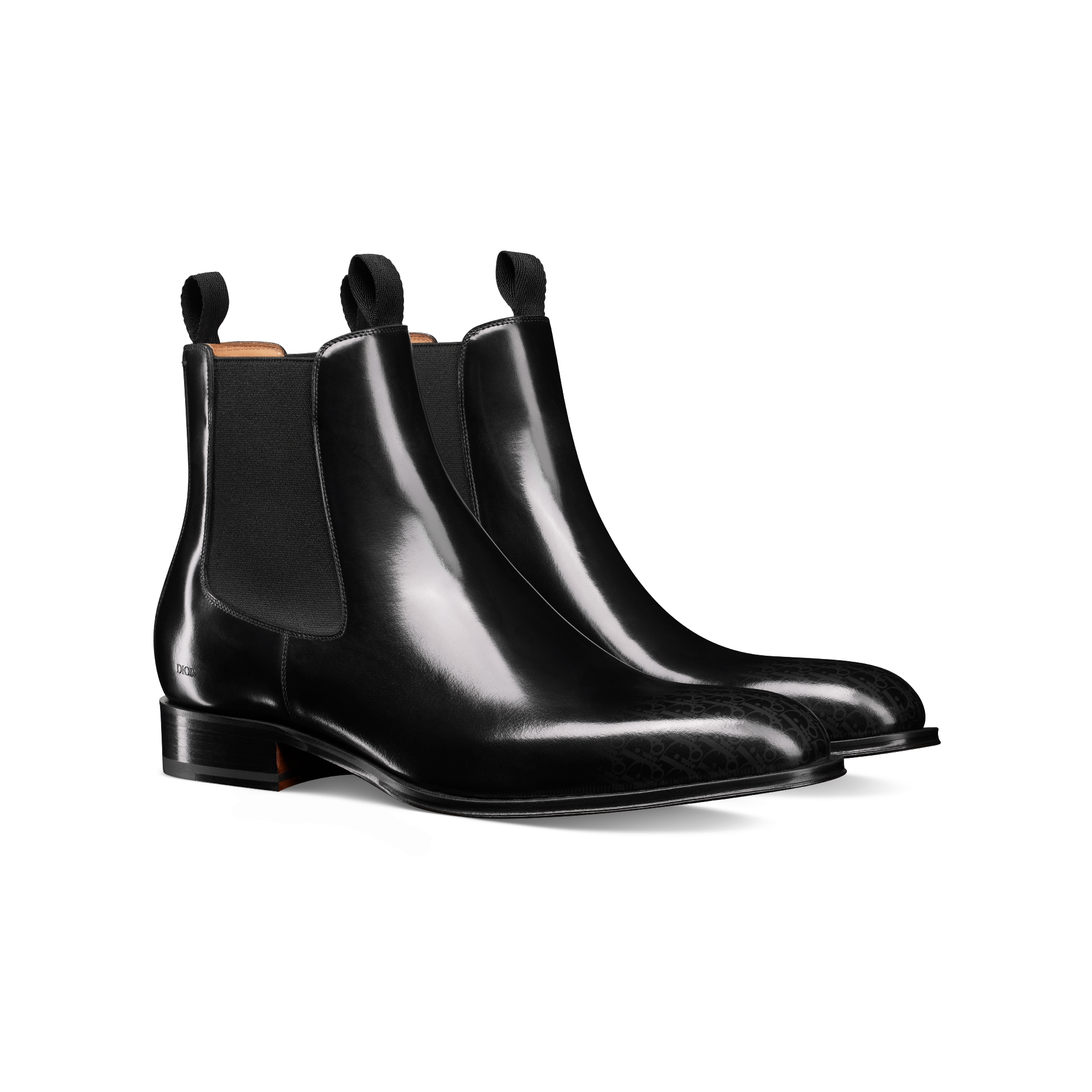 Dior Timeless 切尔西短靴 灰色和黑色亮面牛皮革渐变效果 Oblique 印花 E03