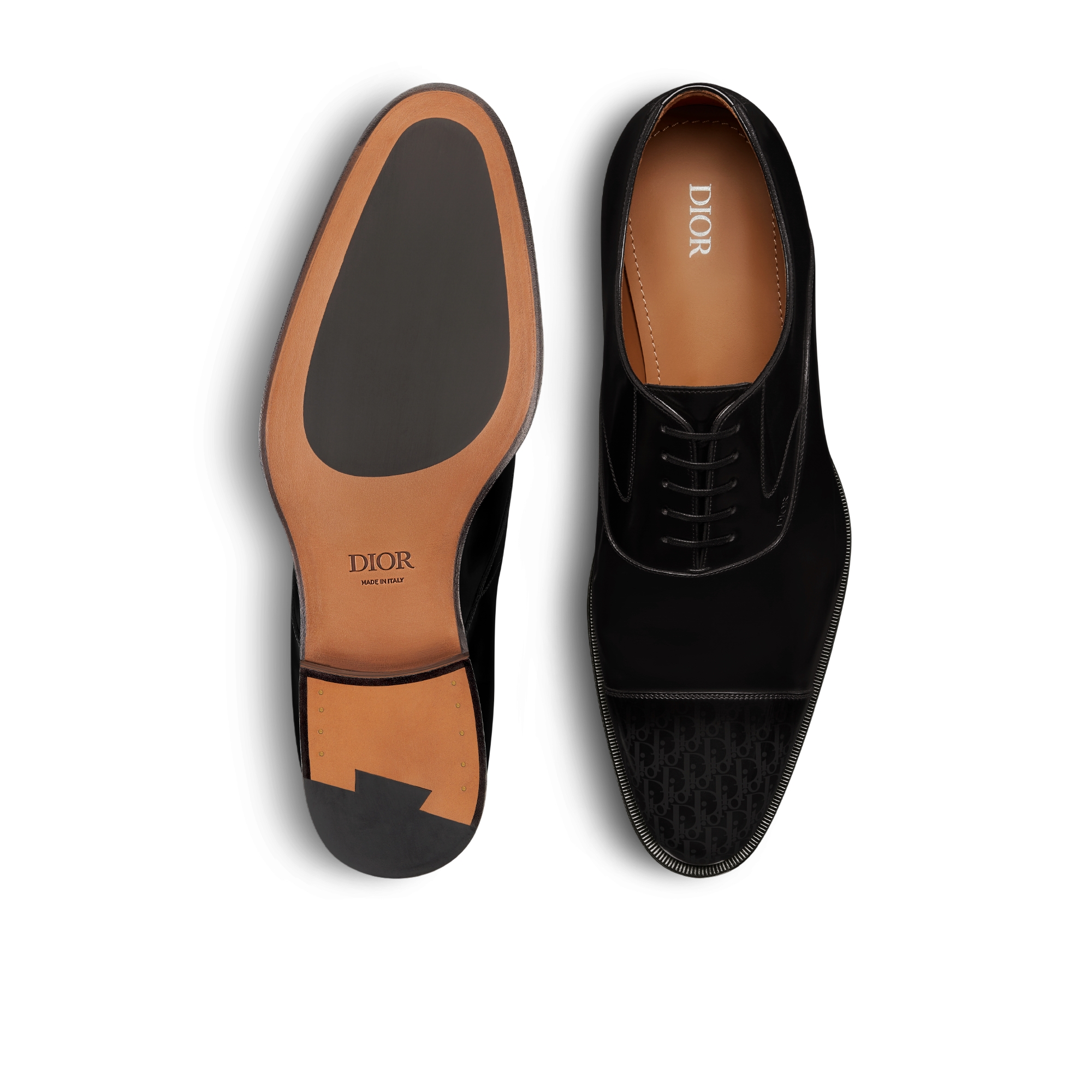 Dior Timeless 牛津鞋 灰色和黑色亮面牛皮革渐变效果 Oblique 印花 E07