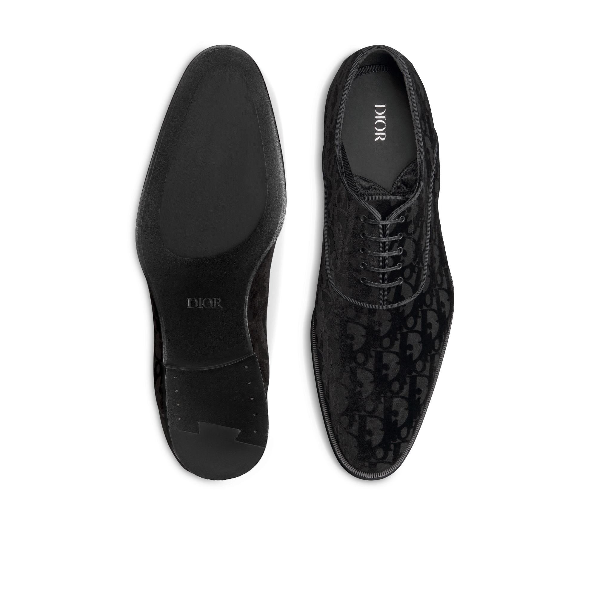 Dior Timeless 牛津鞋 黑色 Oblique 印花天鹅绒 E07