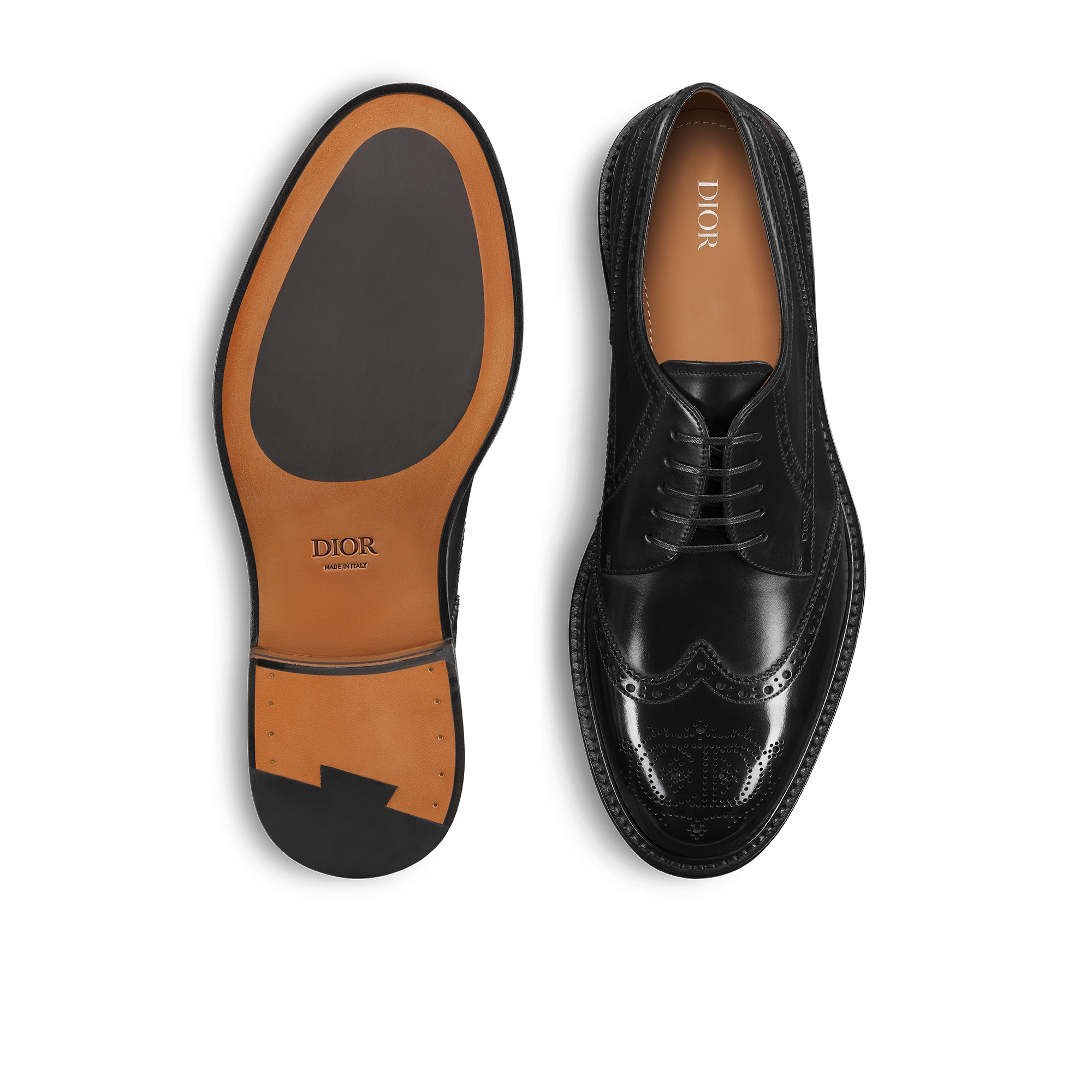 Dior Embassy 布洛克德比鞋 黑色亮面牛皮革 E07