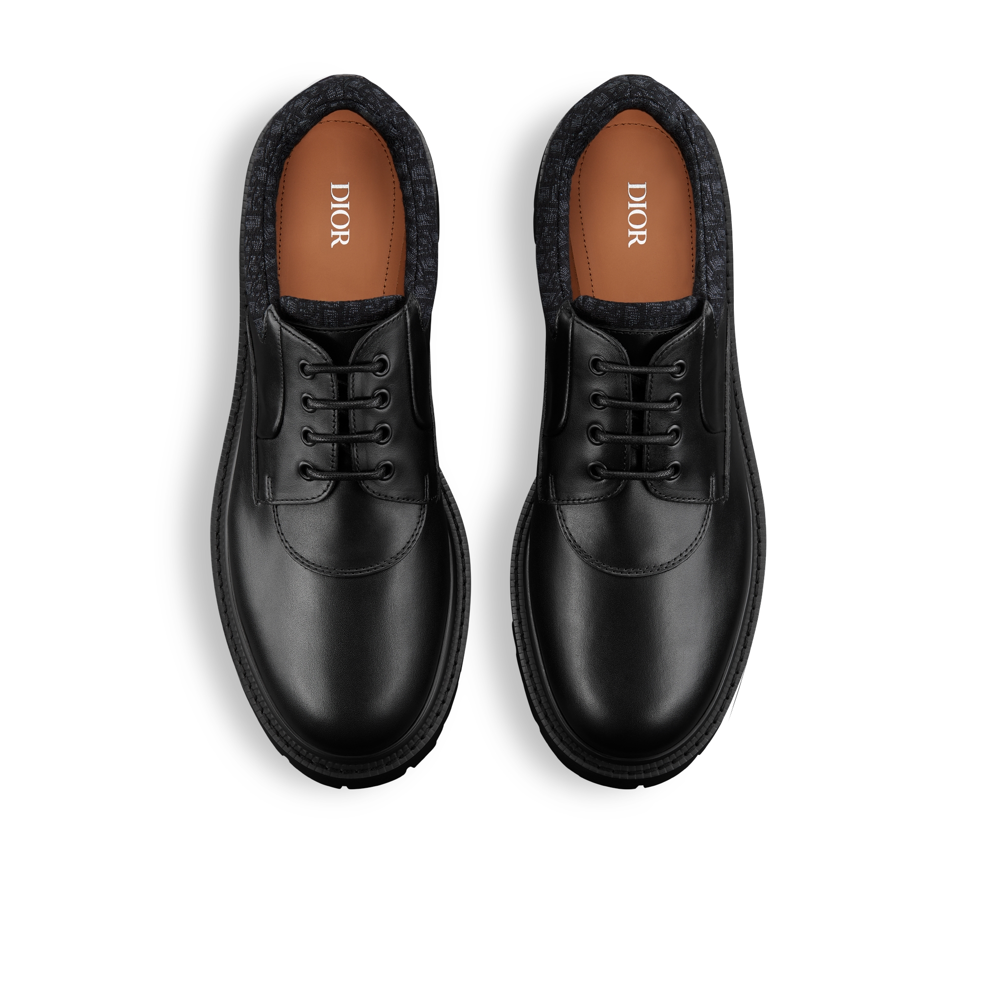 Dior Explorer III 德比鞋 黑色光滑牛皮革和黑色 Oblique 印花面料 E06