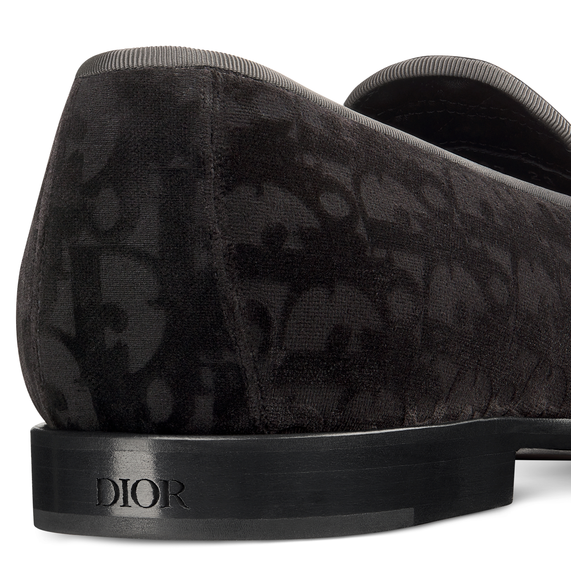 Dior Timeless 乐福鞋 黑色 Oblique 印花天鹅绒 E09