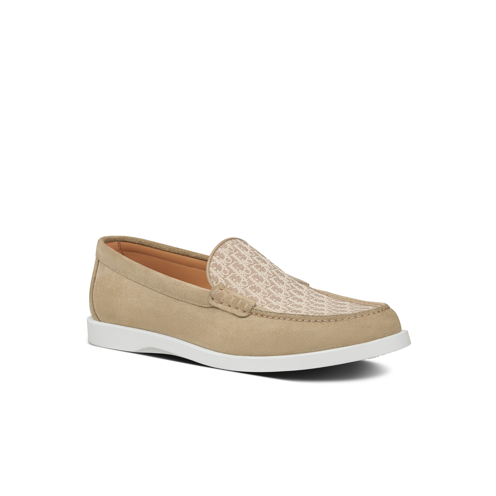 Dior Granville 乐福鞋 米色 Oblique 印花绒面革和提花面料 E03