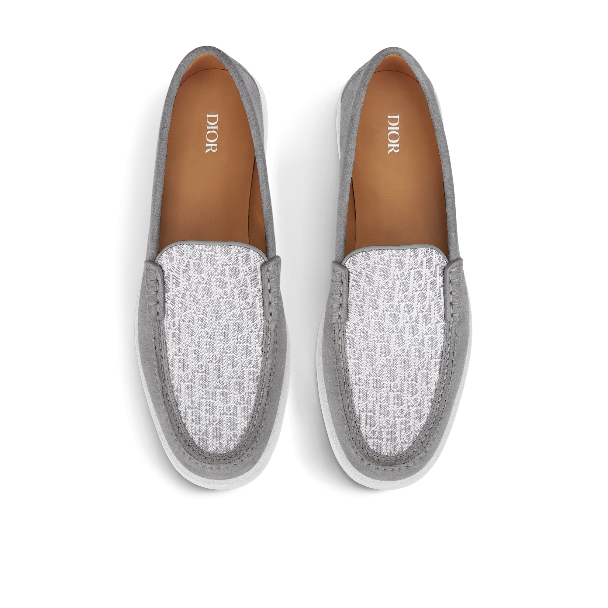 Dior Granville 乐福鞋 迪奥灰绒面革和提花面料 Oblique 印花 E06