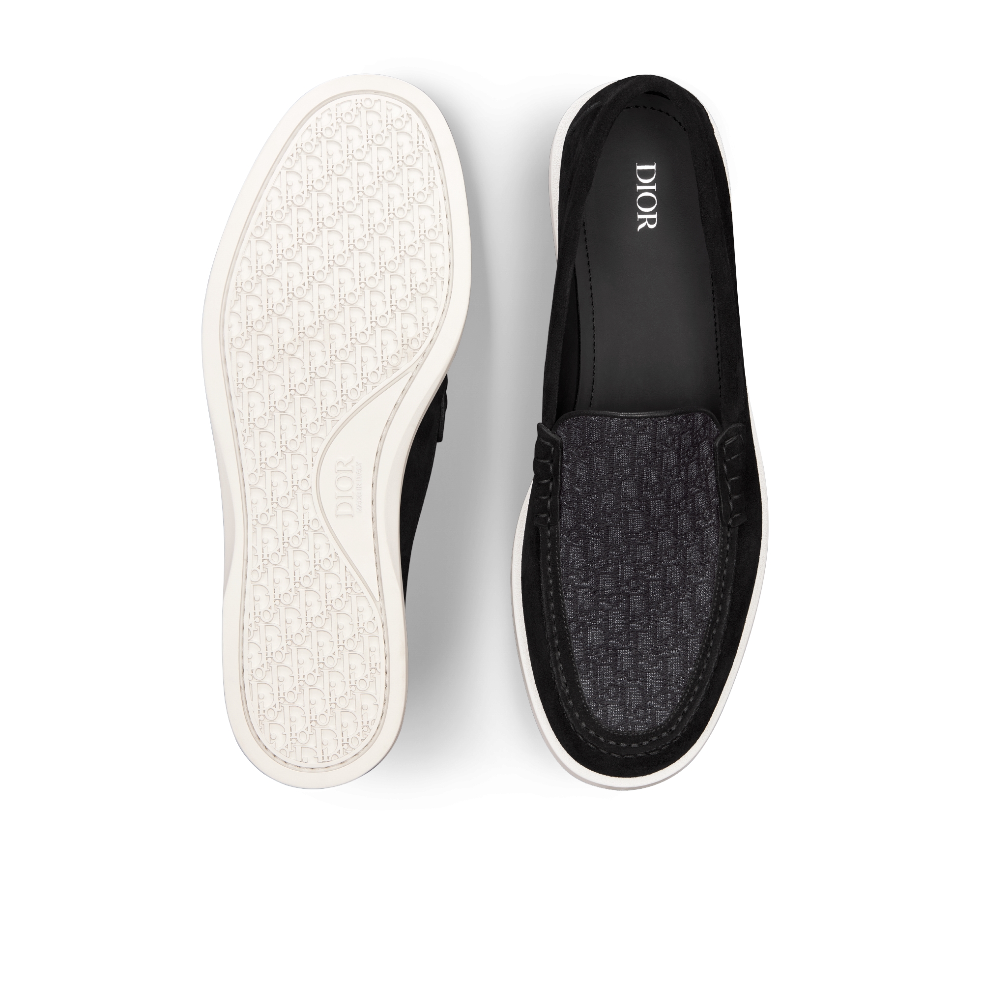 Dior Granville 乐福鞋 黑色绒面革和 Oblique 印花面料 E07