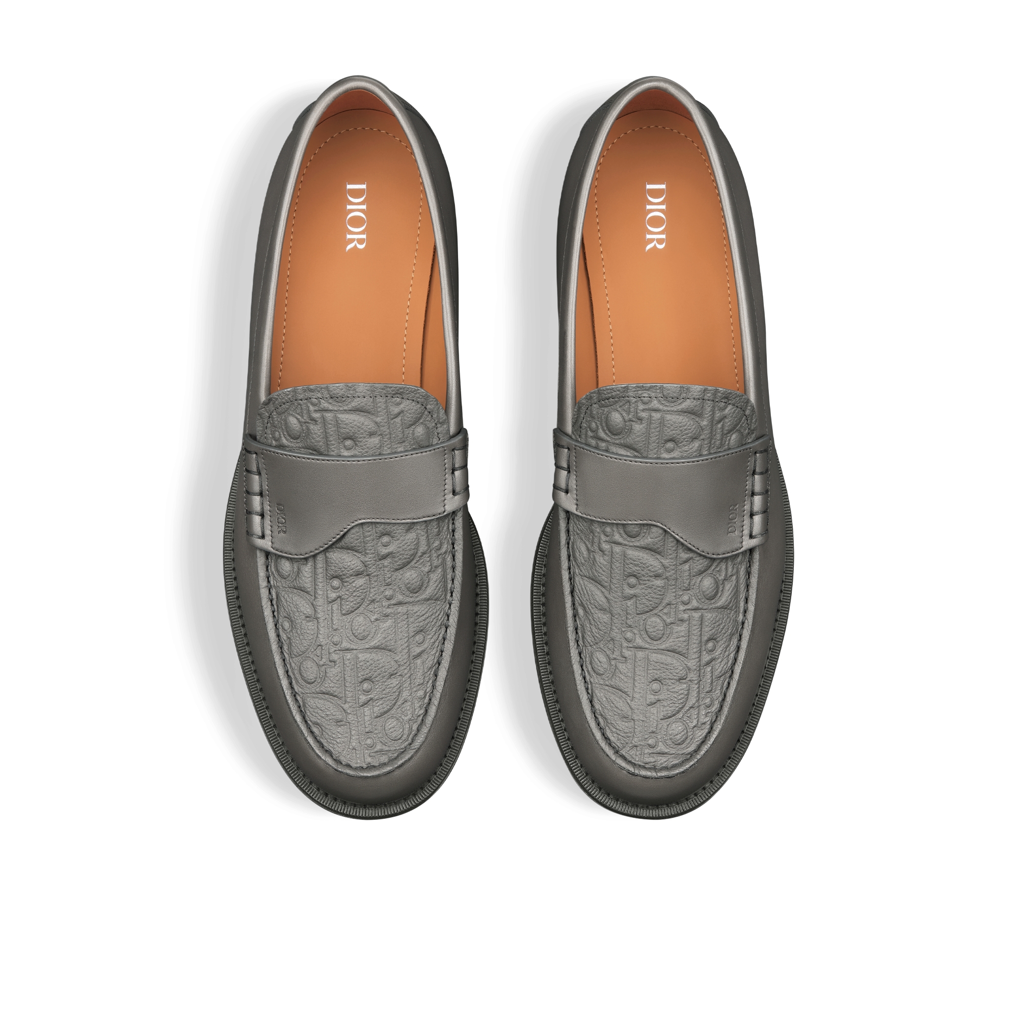 Dior Granville 乐福鞋 灰色光滑牛皮革和灰色 Dior Gravity 印花效果皮革 E06