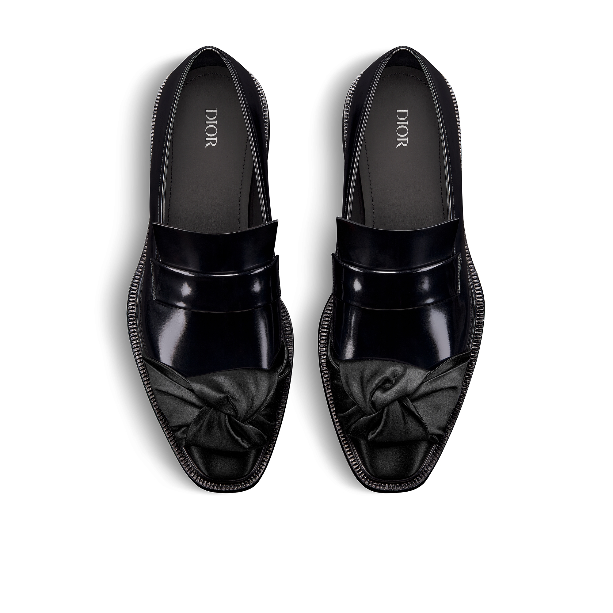 Dior Palmarès 乐福鞋 黑色光泽牛皮革和黑色缎面 E06