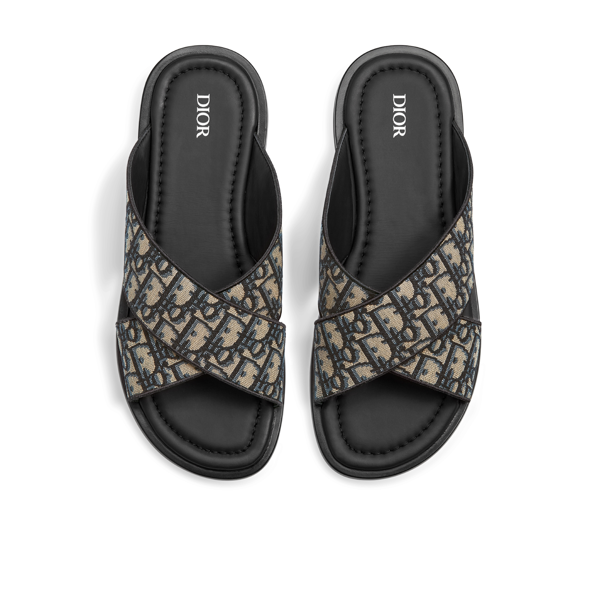 Dior Alias 凉鞋 米色和黑色 Oblique 印花面料 E06