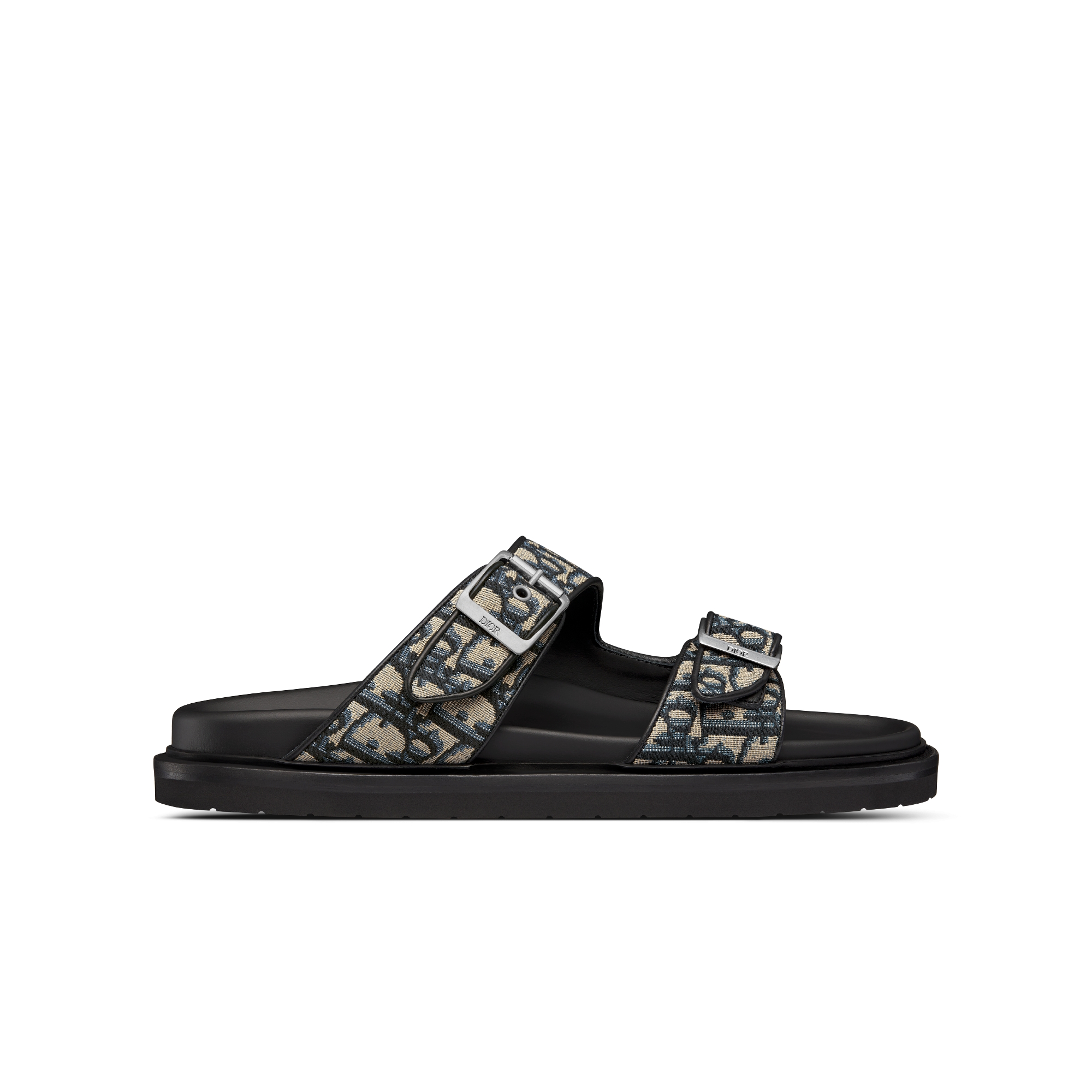 Dior Aqua 凉鞋 米色和黑色 Oblique 印花面料 E02