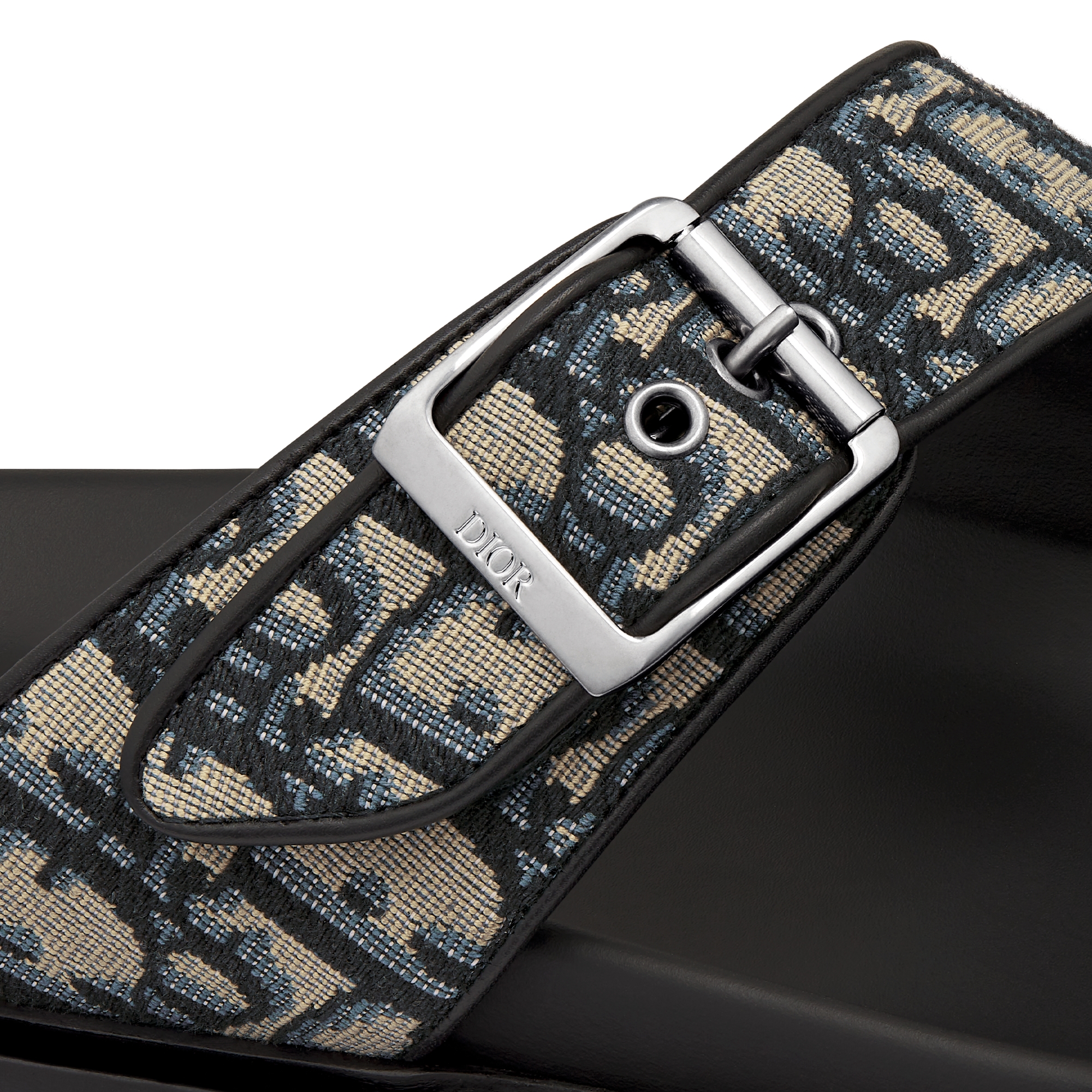 Dior Aqua 凉鞋 米色和黑色 Oblique 印花面料 E09