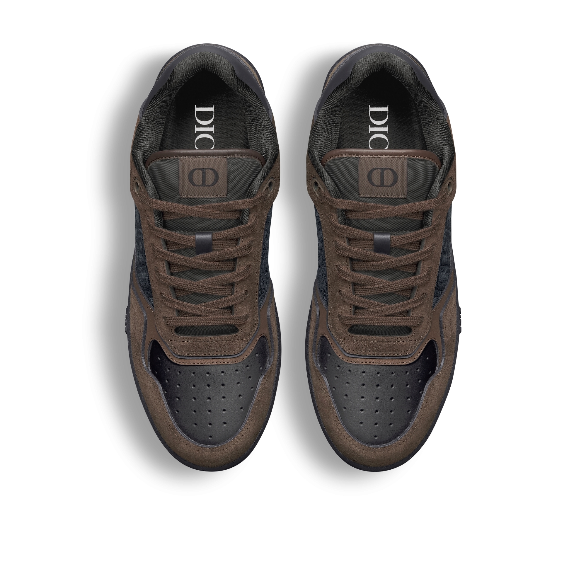 B27 Uptown 低帮运动鞋 深棕色绒面革、黑色光滑牛皮革和黑色 Oblique 印花面料 E06