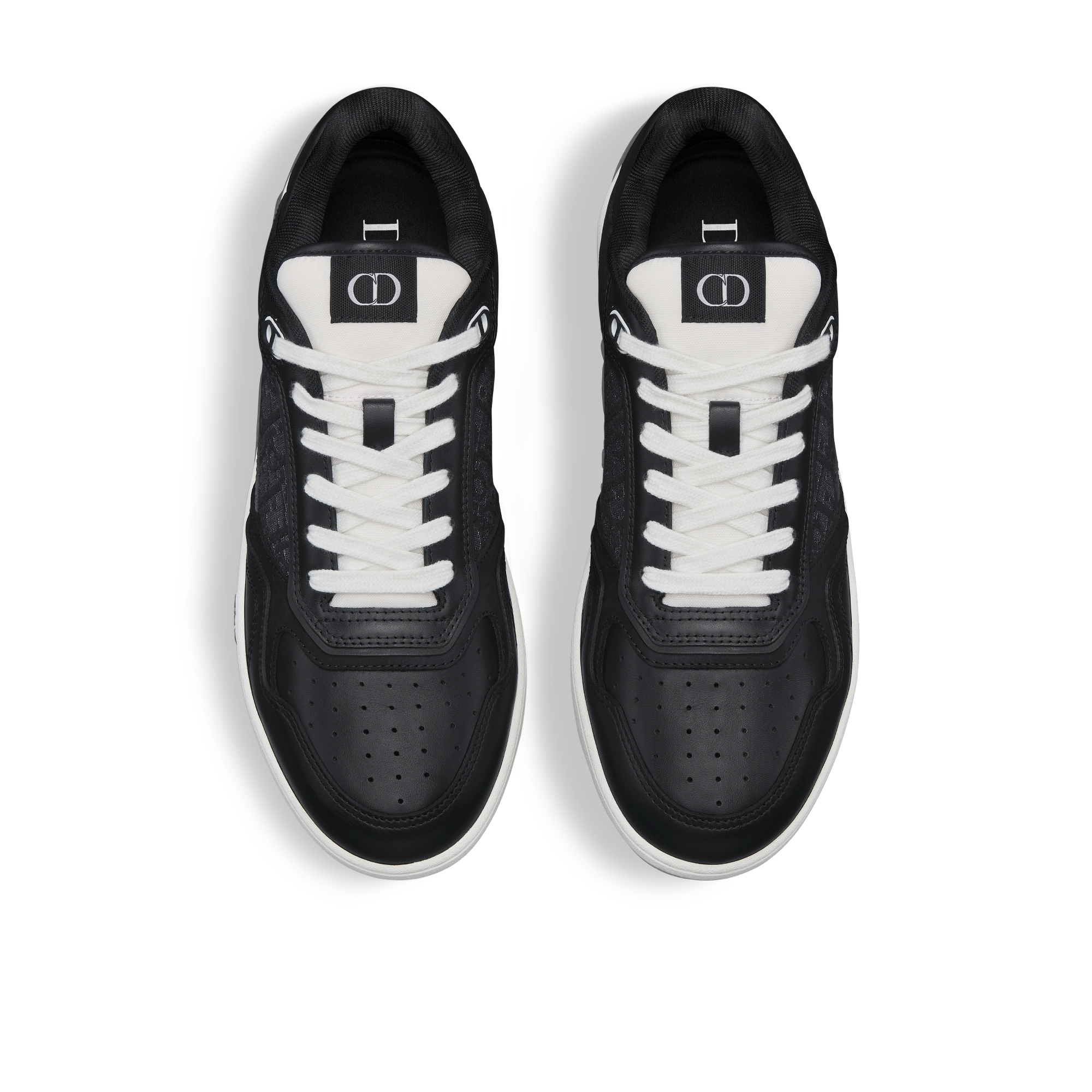 B27 Uptown 低帮运动鞋 黑色光滑牛皮革搭配银色调金属光泽黑色 Oblique 印花面料 E06