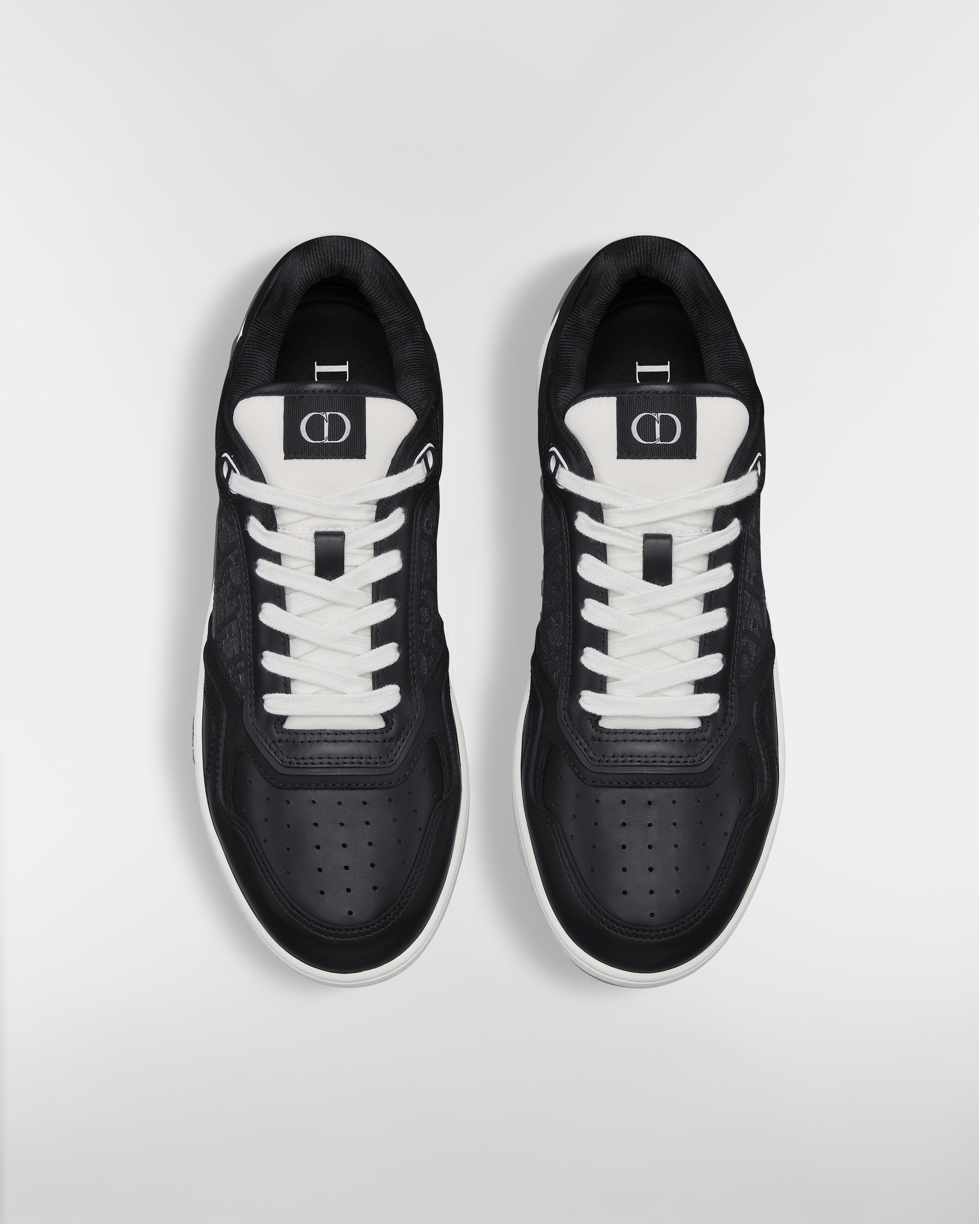 B27 Uptown 低帮运动鞋 黑色光滑牛皮革搭配银色调金属光泽黑色 Oblique 印花面料 E06