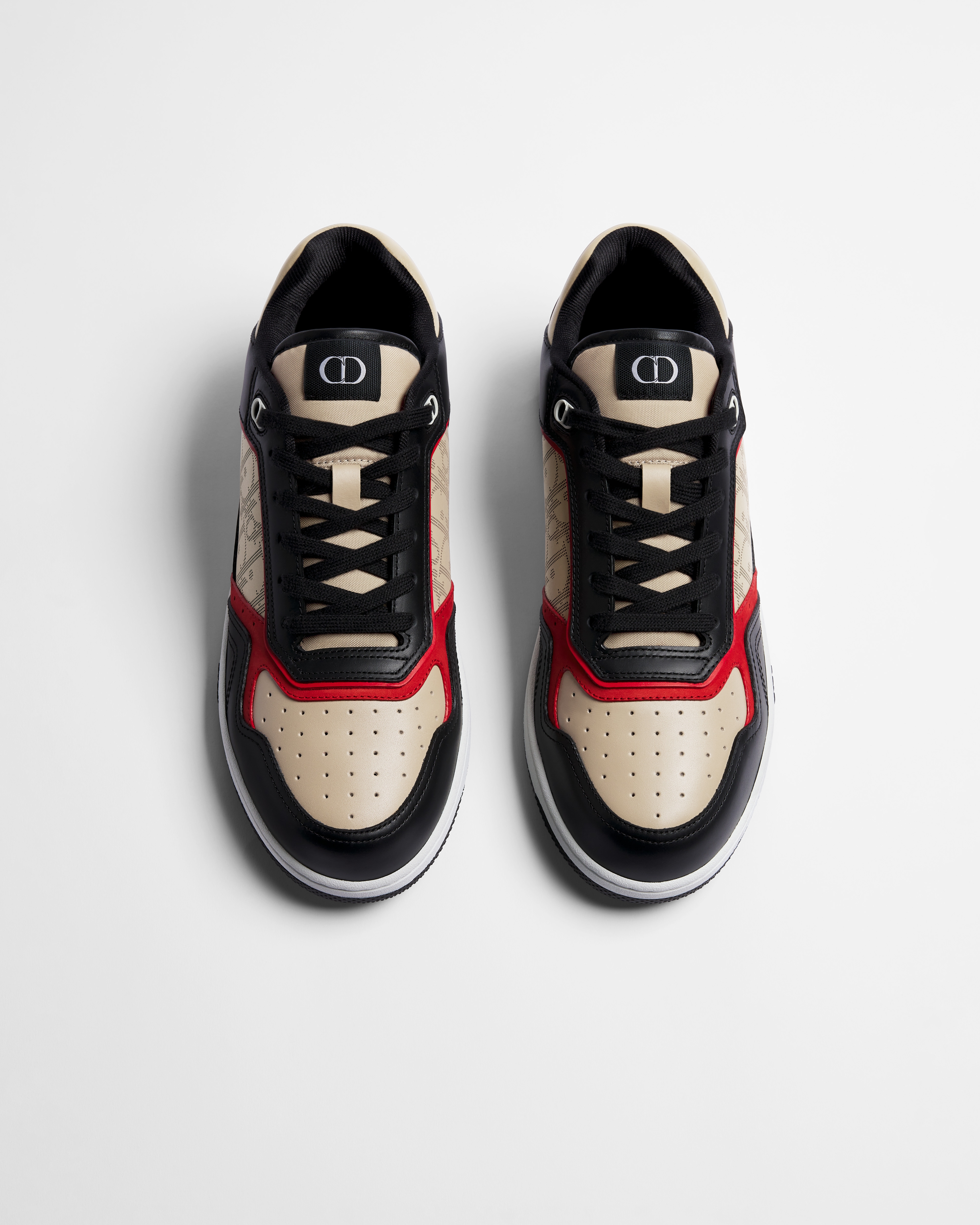 B27 Uptown 低帮运动鞋 黑色、奶油白色和红色光滑牛皮革搭配奶油白色 Oblique Galaxy 印花效果皮革 E06