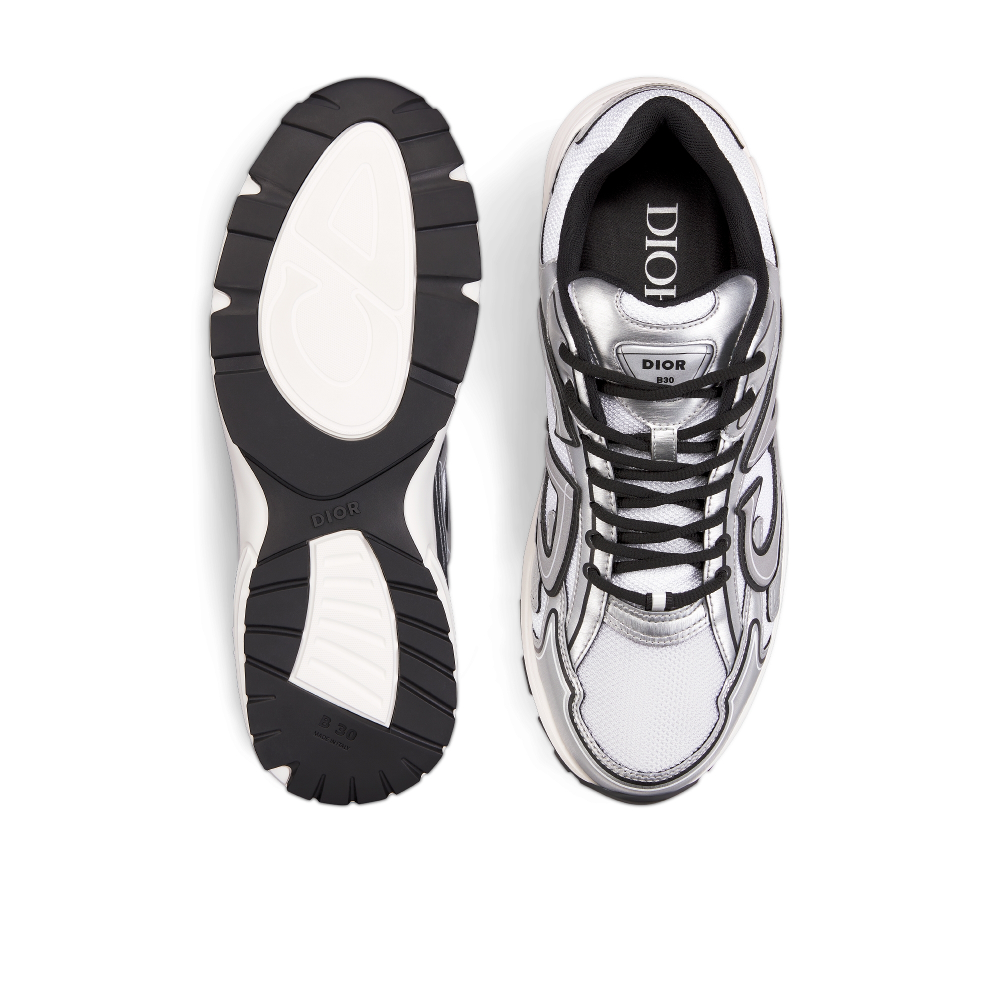 B30 Countdown 运动鞋 白色金属光泽网眼织物和银色调金属光泽科技面料 E10