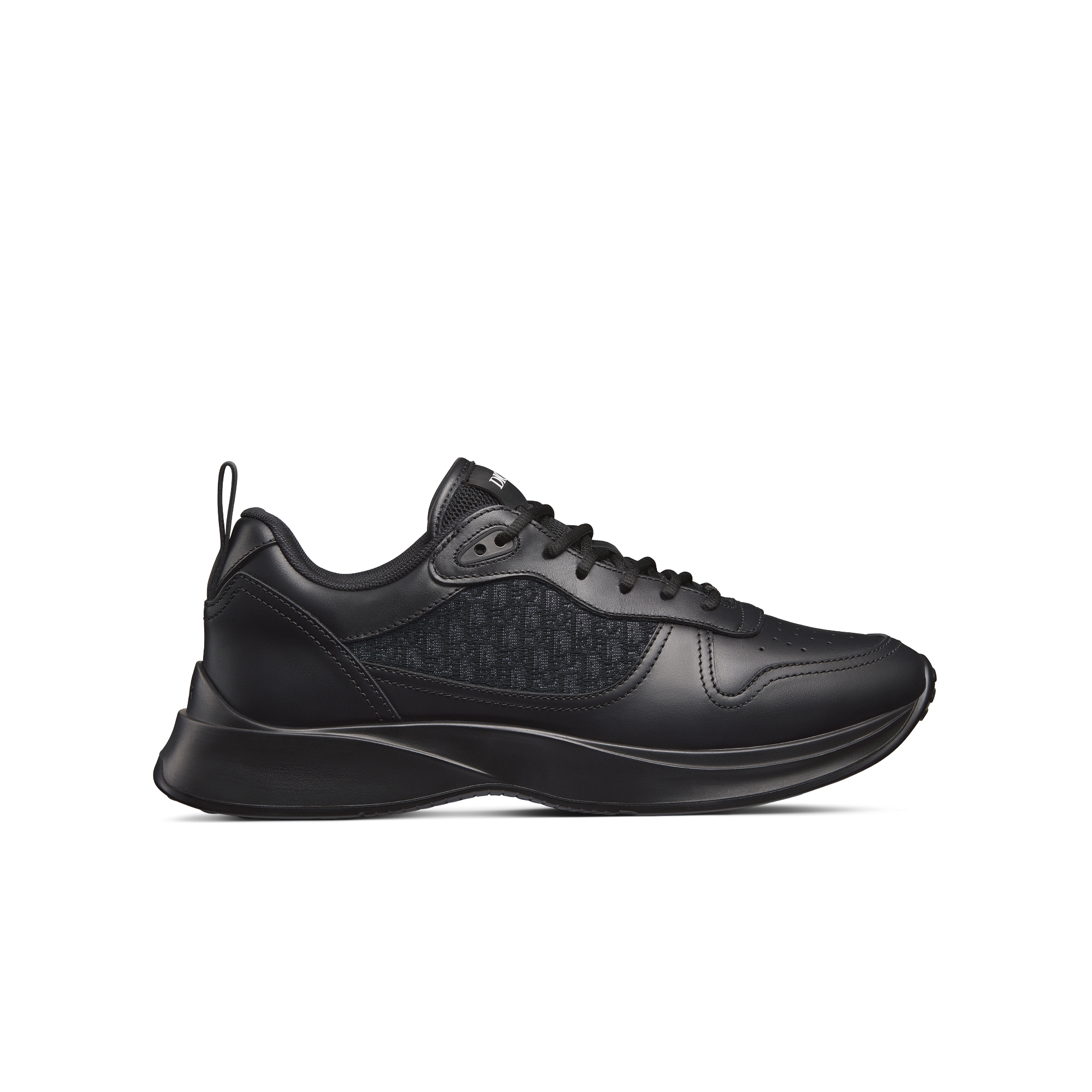 B25 Runner 运动鞋 黑色光滑牛皮革和 Oblique 印花 E02