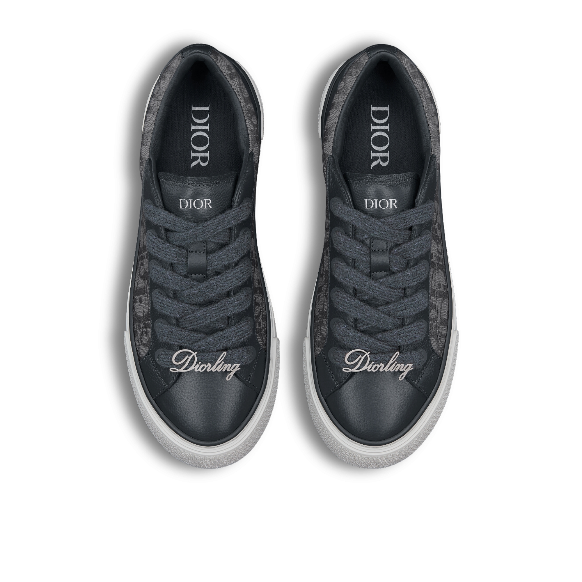 B33 Spin 运动鞋 – 限量编号版 煤灰色粒面牛皮革和煤灰色 Oblique 印花帆布 E06