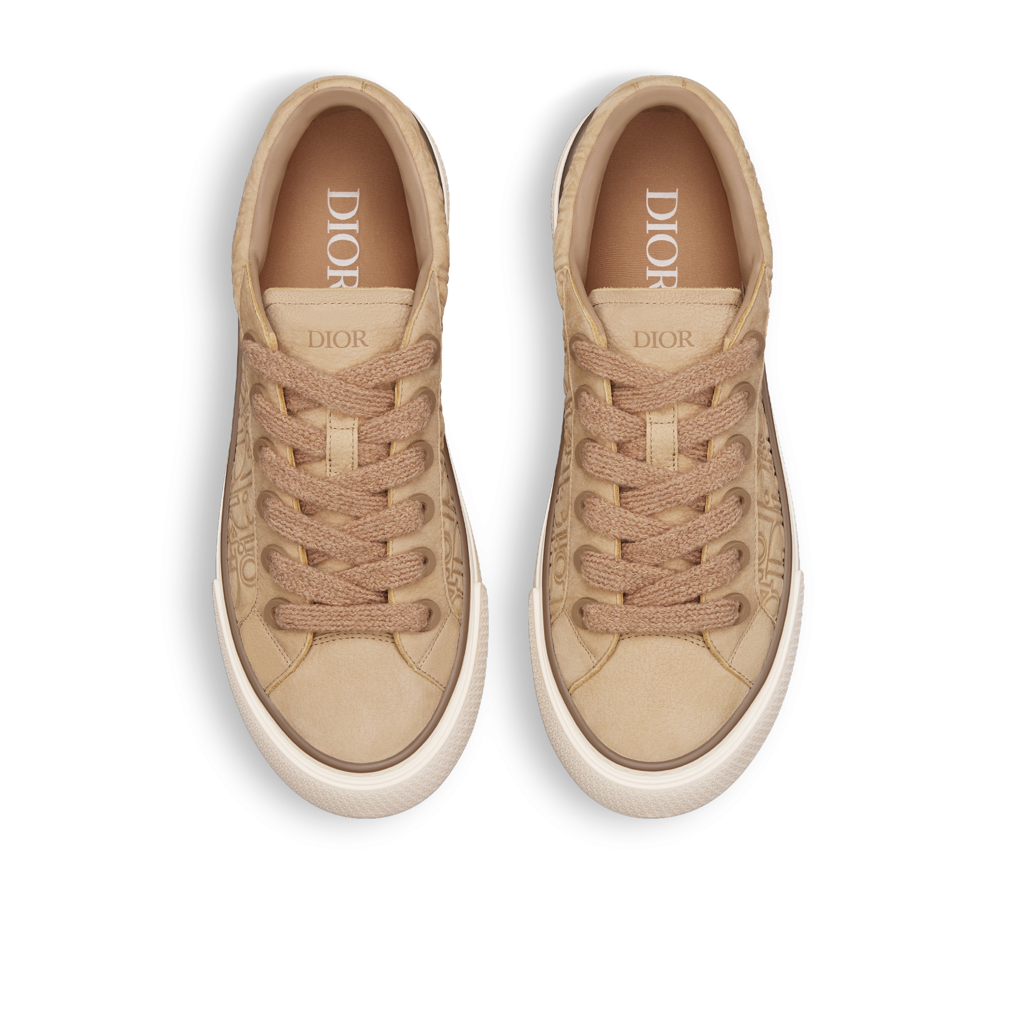 B33 Spin 运动鞋 米色磨砂革和米色 Dior Gravity 磨砂革 E06
