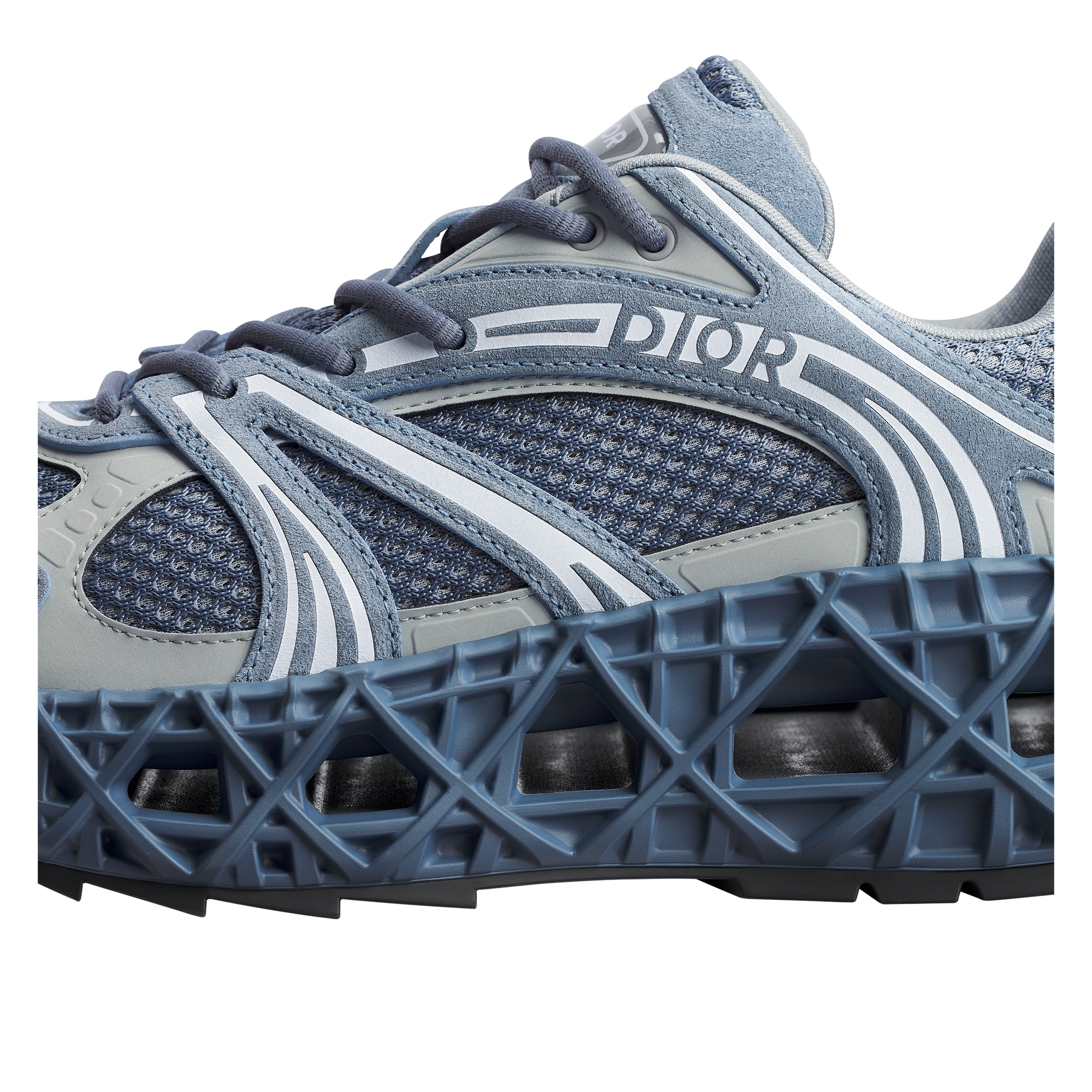 B35 NXXT 运动鞋 蓝色绒面革、灰色科技面料和蓝色网眼织物 E09