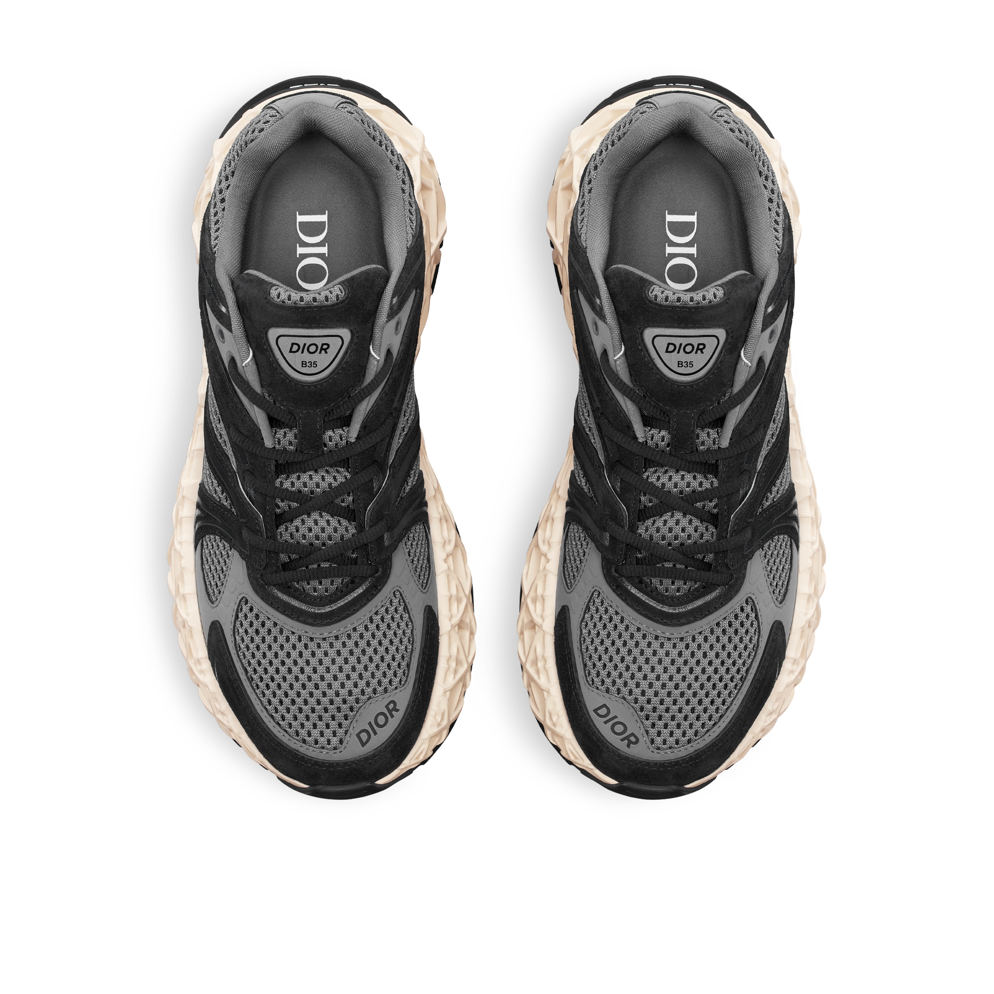 B35 NXXT 运动鞋 黑色绒面革、灰色科技面料和灰色网眼织物 E06