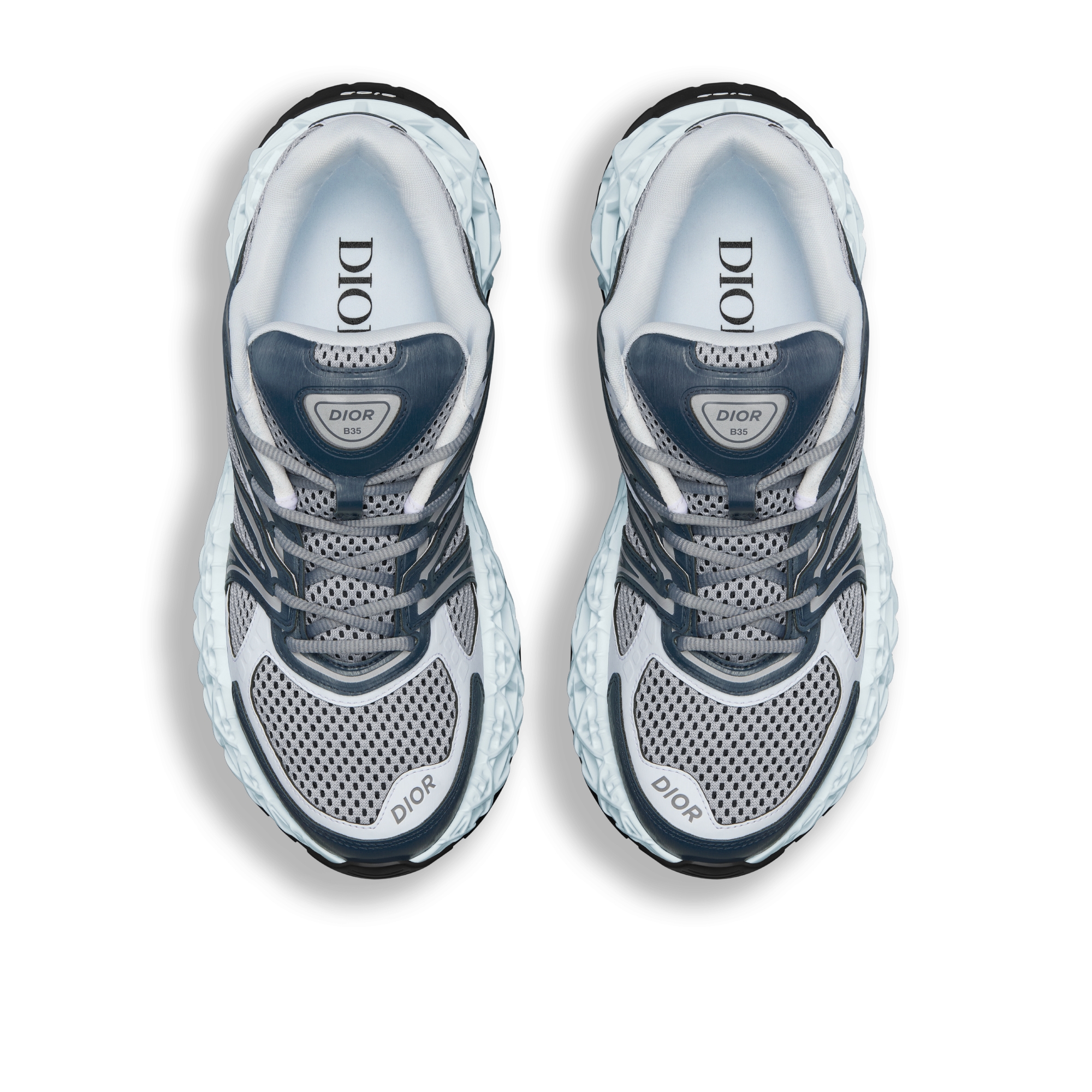 B35 NXXT 运动鞋 淡蓝色和海军蓝色科技面料搭配灰色网眼织物 E06