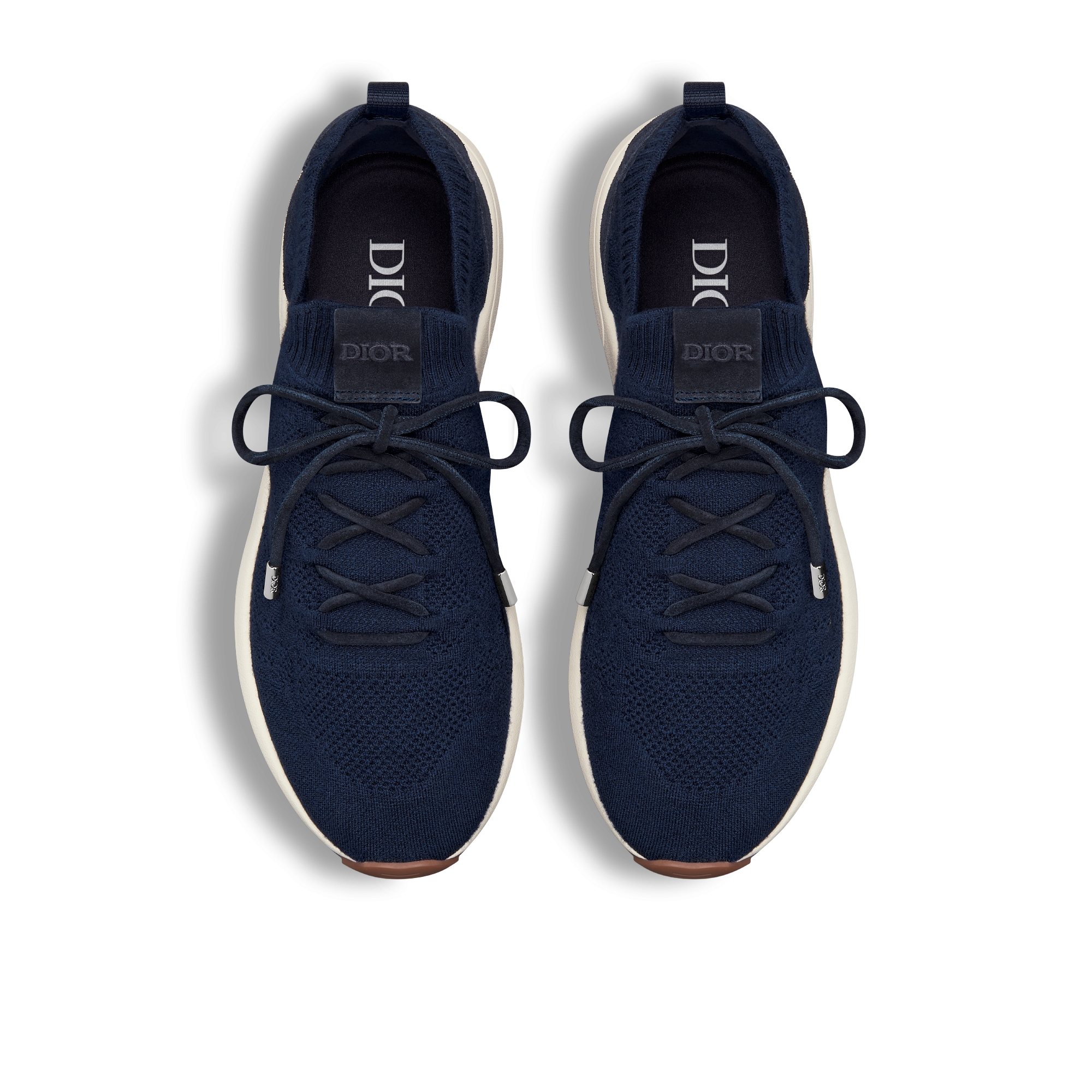 B80 Lounge 运动鞋 海军蓝色山羊绒、绵羊毛和桑蚕丝混纺针织面料藤格纹搭配海军蓝色绒面革 E06