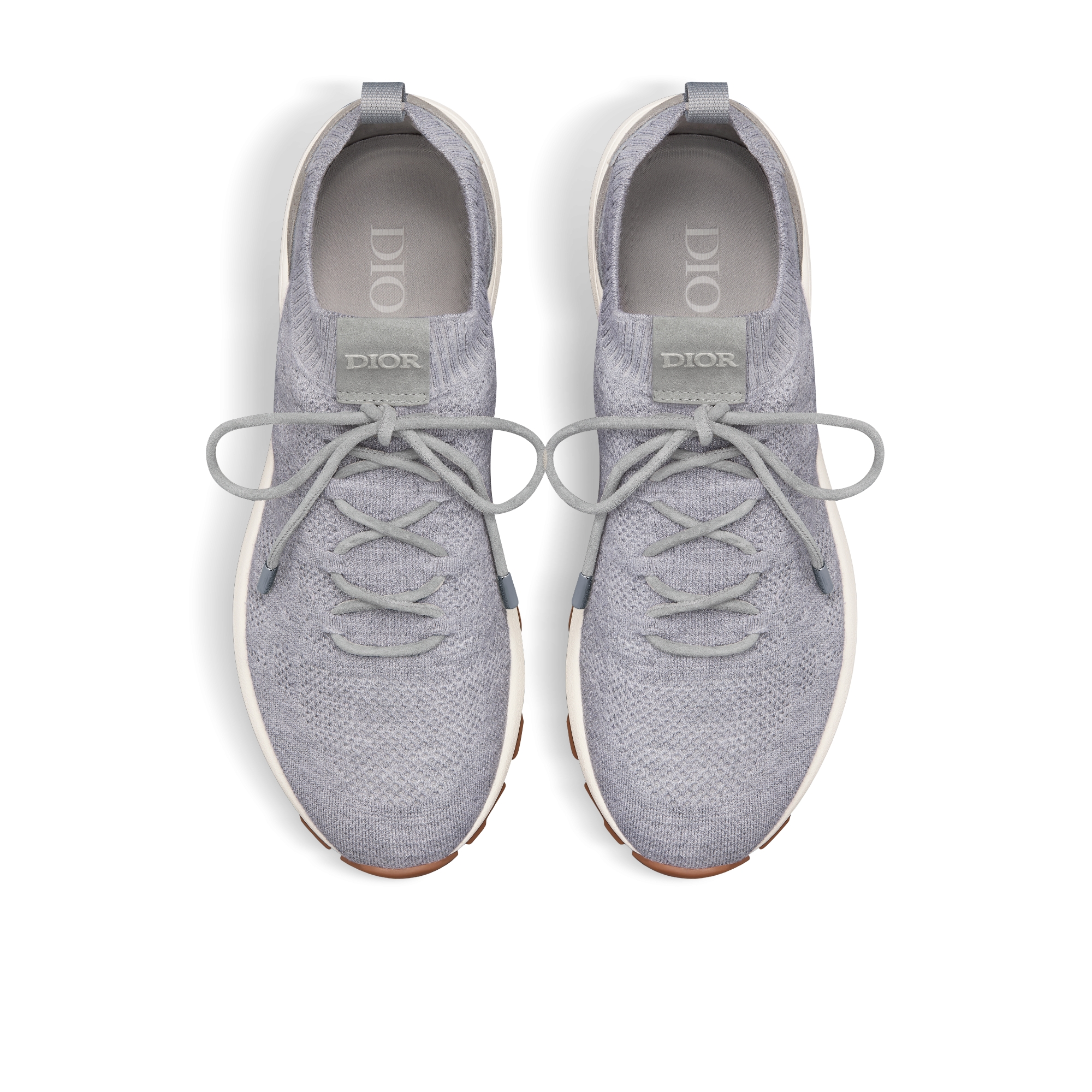 B80 Lounge 运动鞋 迪奥灰山羊绒，绵羊毛和桑蚕丝混纺针织面料藤格纹搭配迪奥灰绒面革 E06