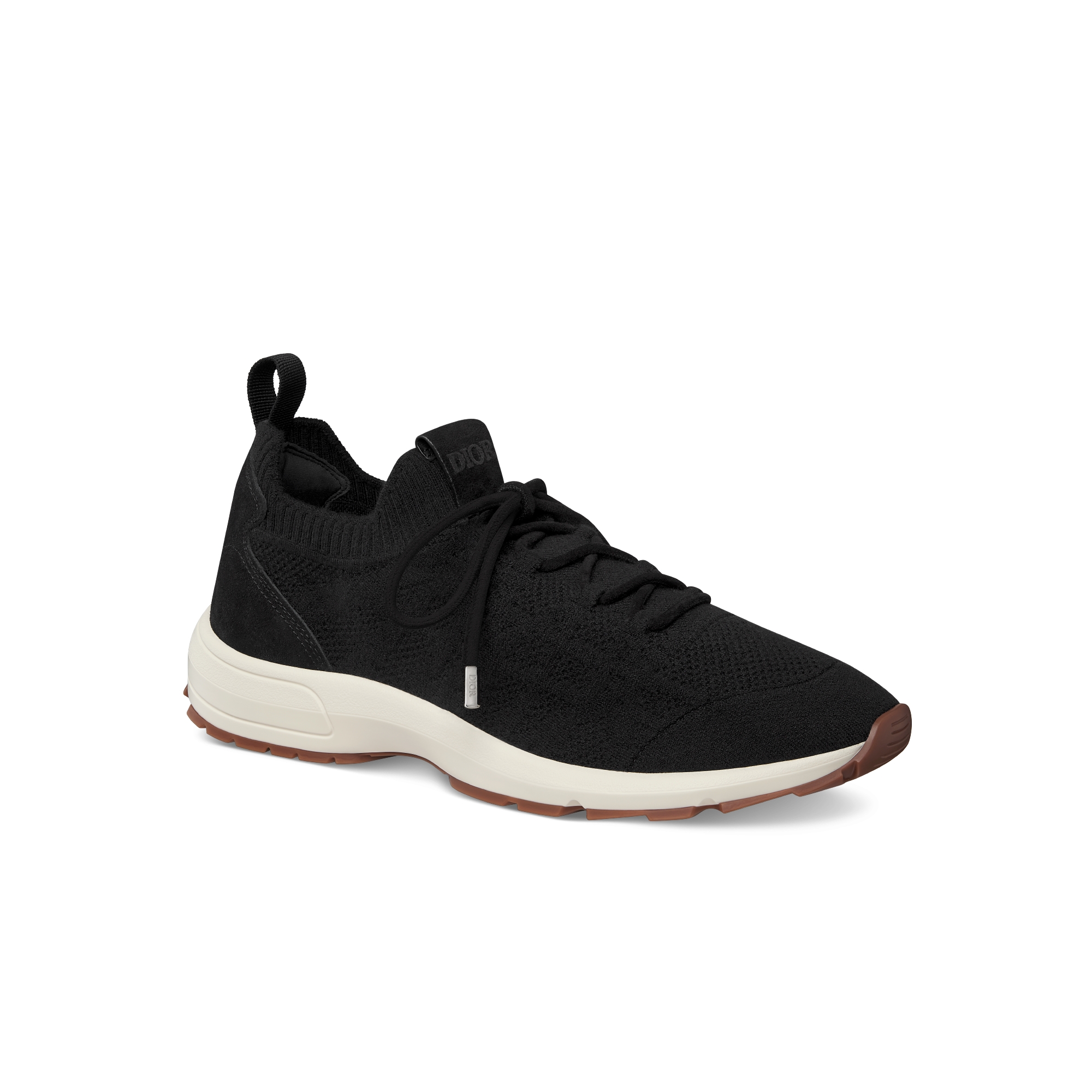 B80 Lounge 运动鞋 黑色山羊绒、绵羊毛和桑蚕丝混纺针织面料藤格纹搭配黑色绒面革 E03