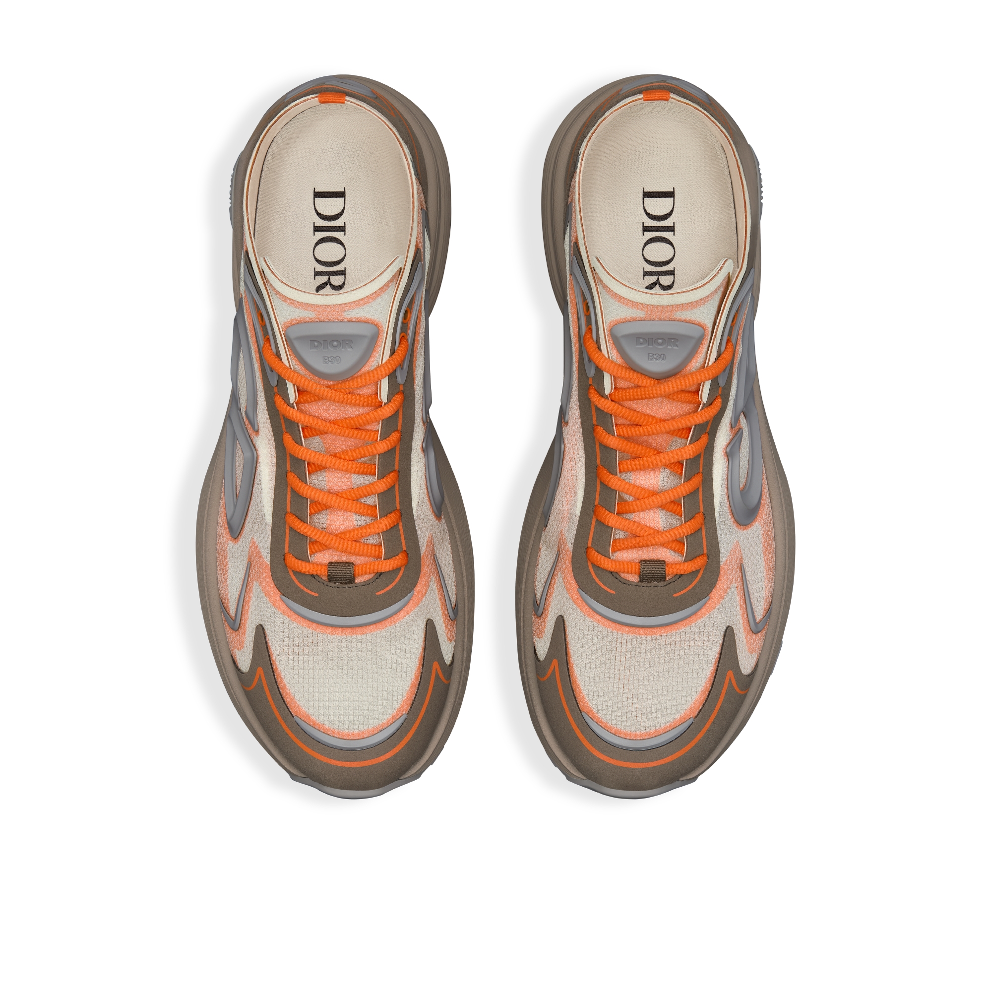 B30 Countdown 科技运动鞋 米色半透明 N3O 尼龙、棕色和橙色科技面料和灰色橡胶 E06