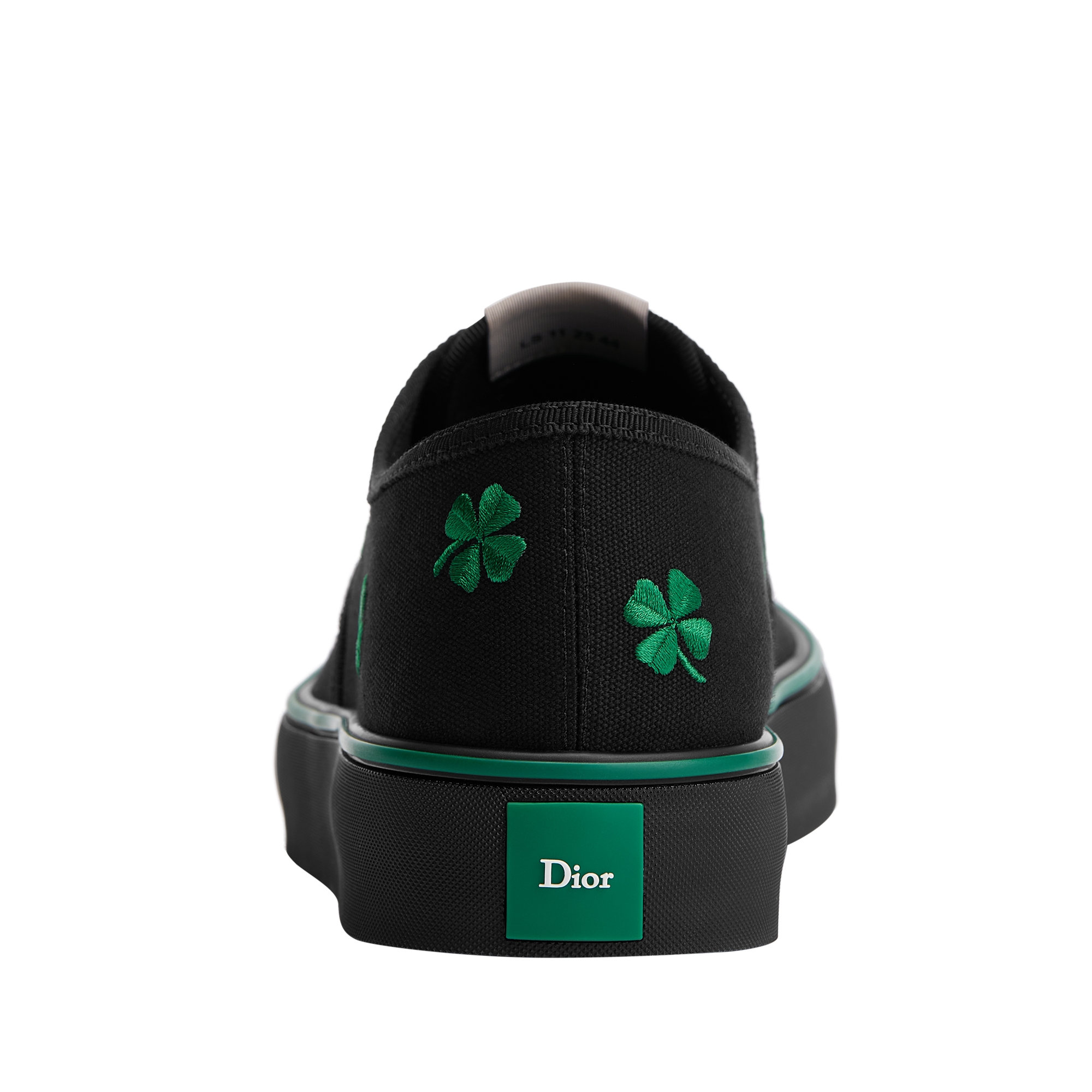 Dior Saltwind 运动鞋 黑色棉质面料亮绿色 Dior Clover 图案刺绣 E08